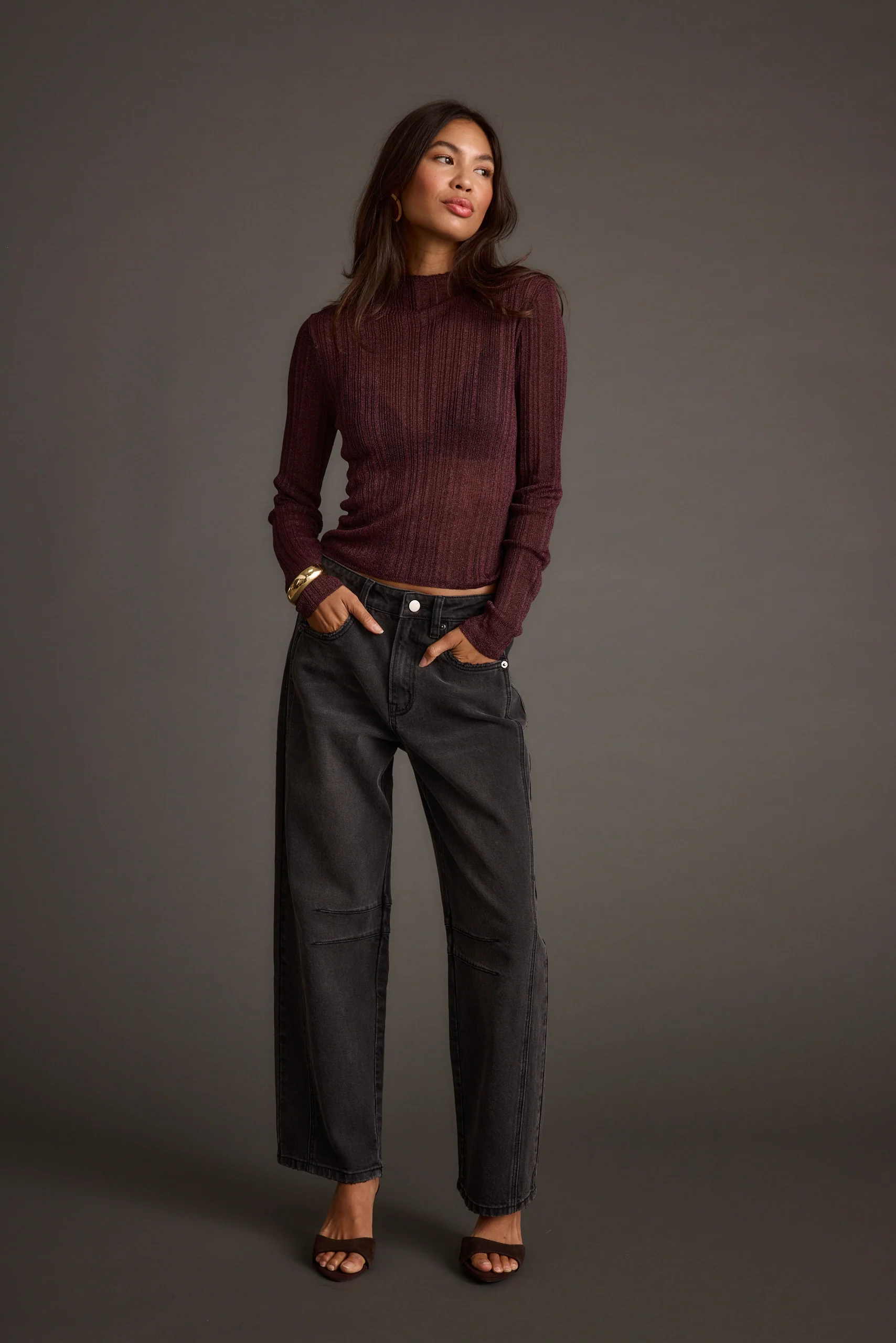 Rania Mulberry Mock Neck Top - Image 3