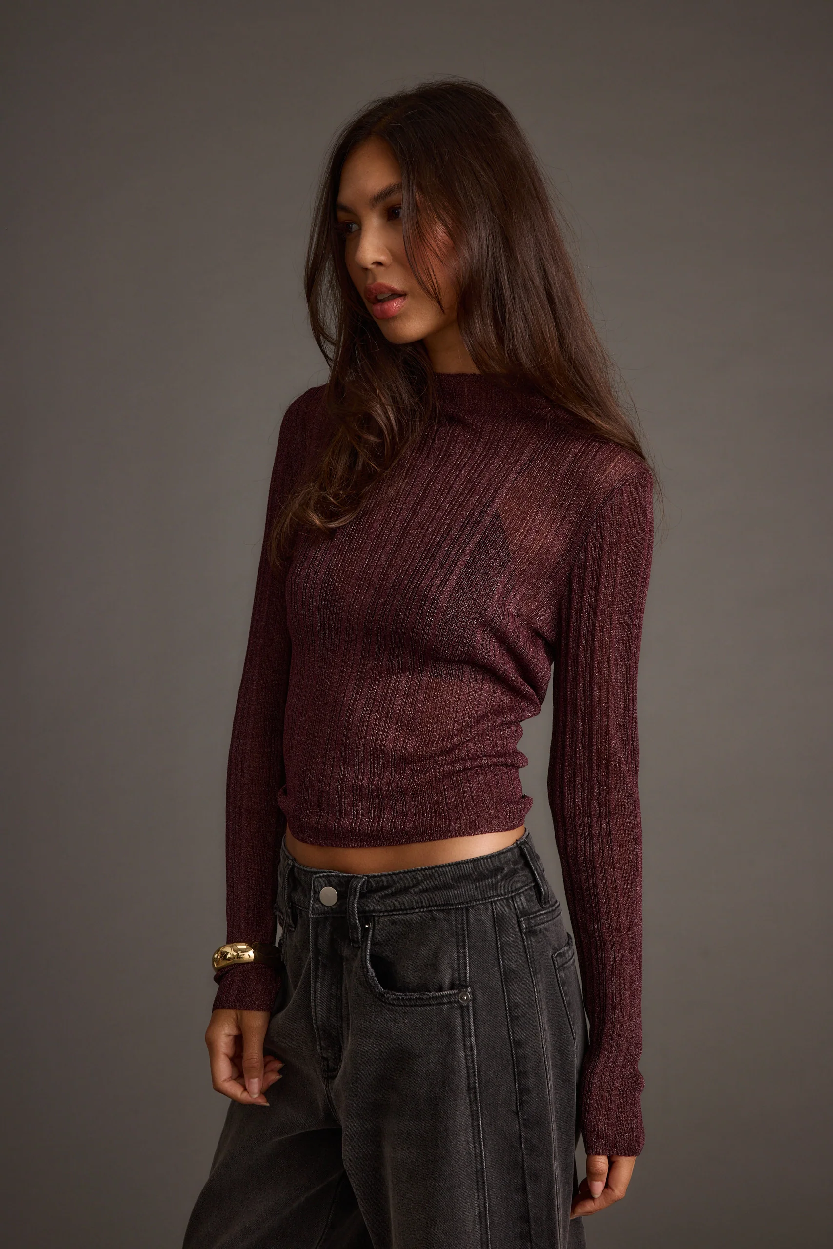 Rania Mulberry Mock Neck Top - Image 7
