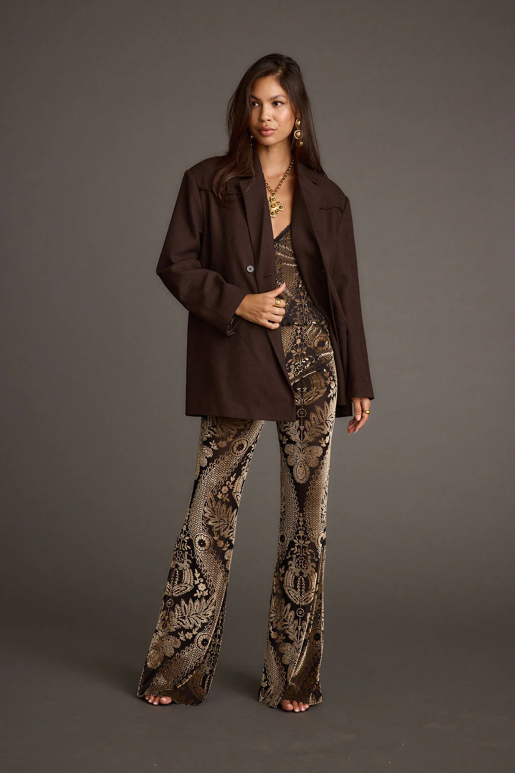 Rebel Brown Belted Double Breasted Blazer - Image 6