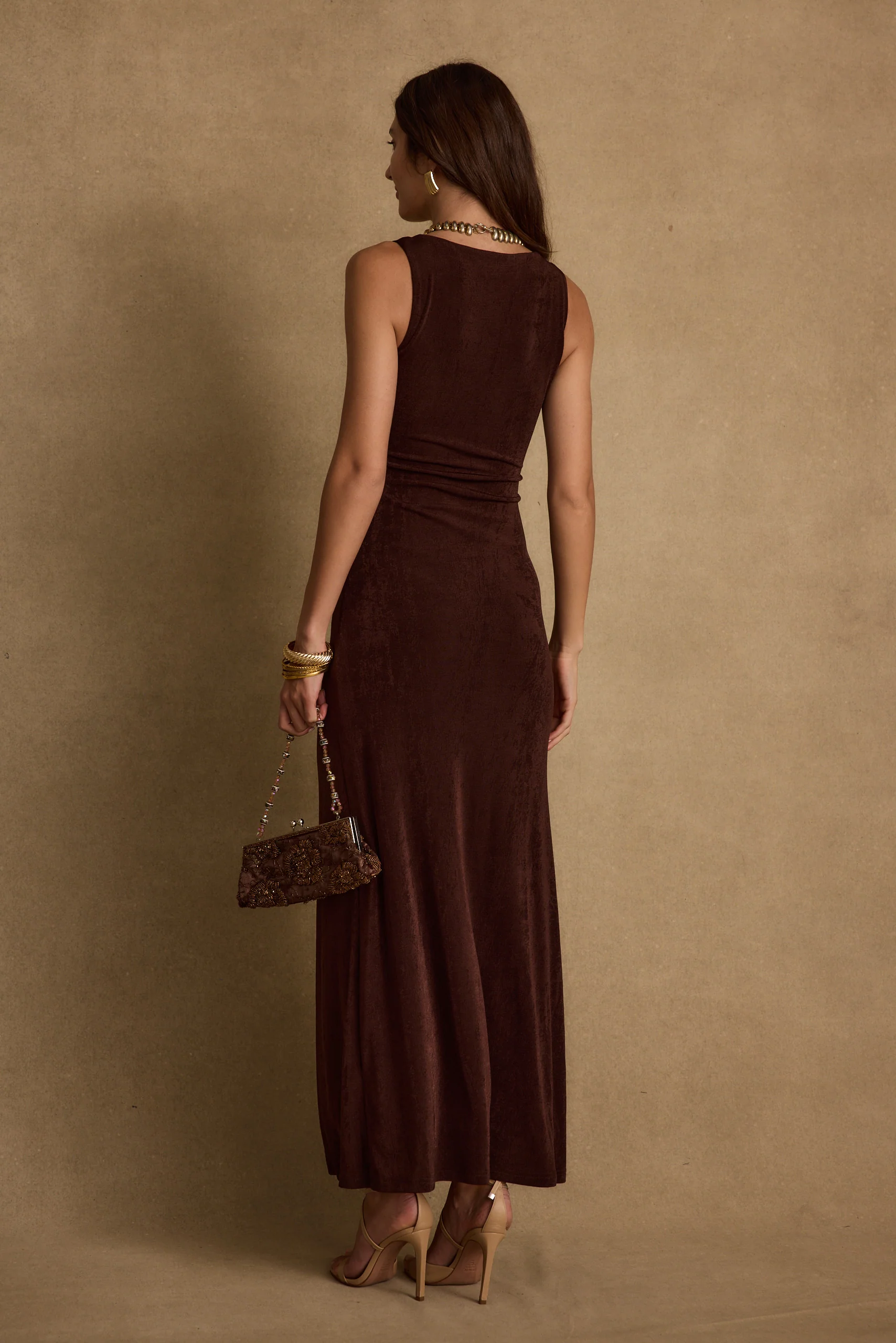 Reese Espresso Slinky Maxi Dress - Image 5