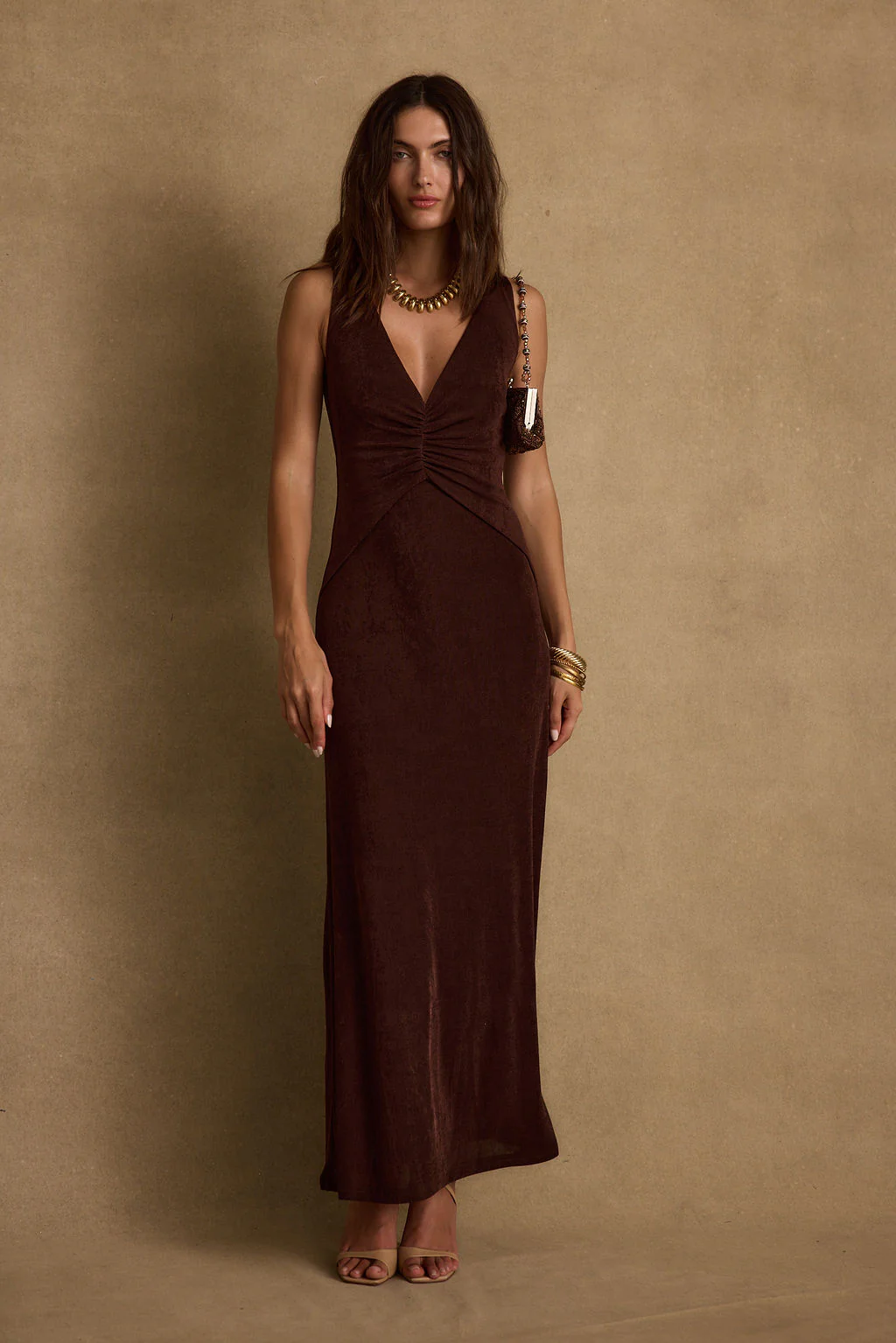 Reese Espresso Slinky Maxi Dress - Image 7