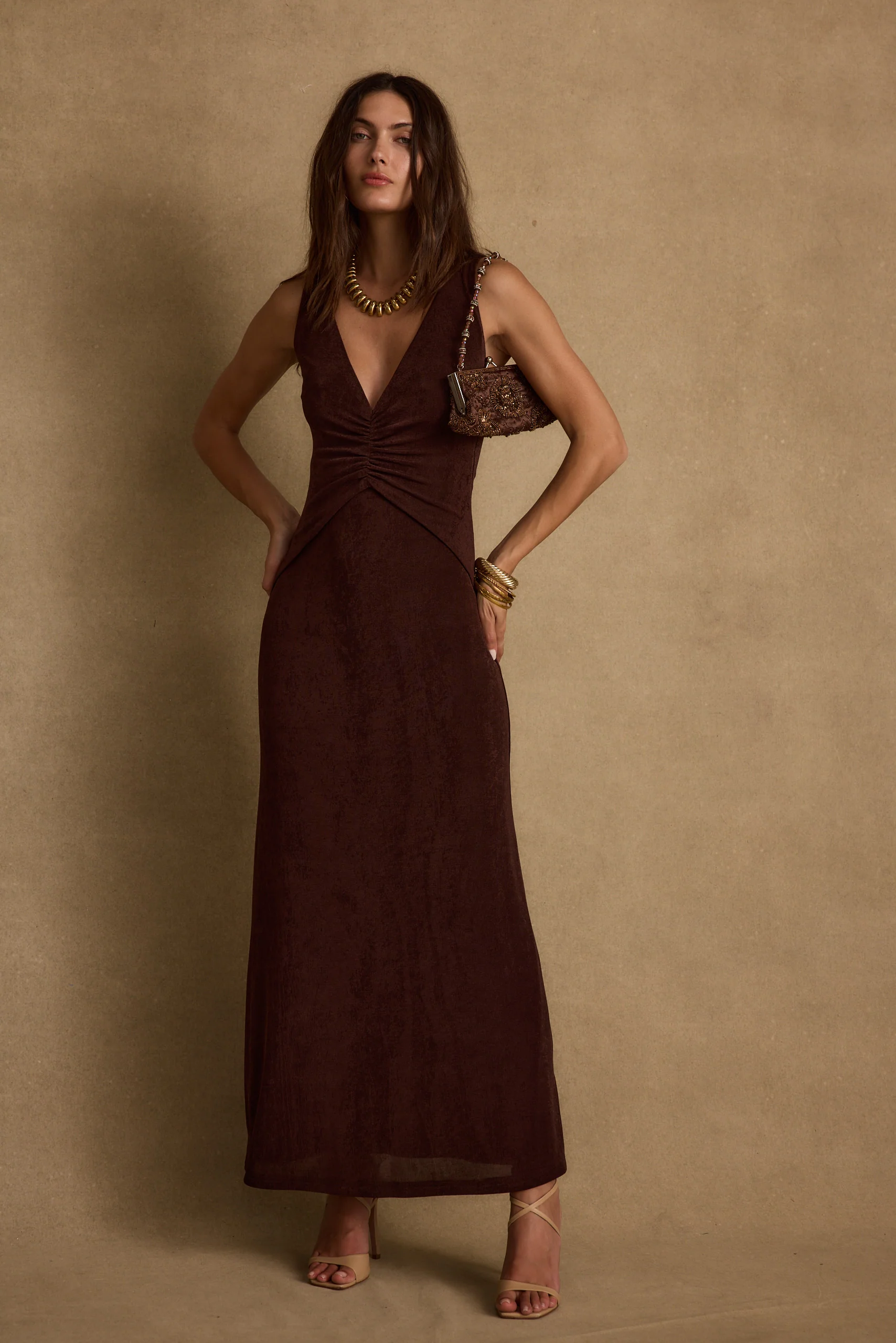 Reese Espresso Slinky Maxi Dress - Image 9