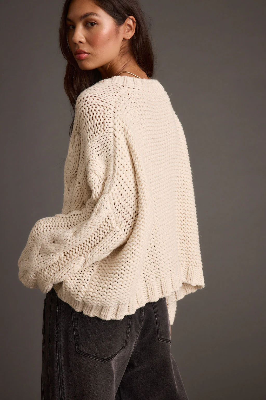 Remi Ivory Cable Knit Sweater - Image 3