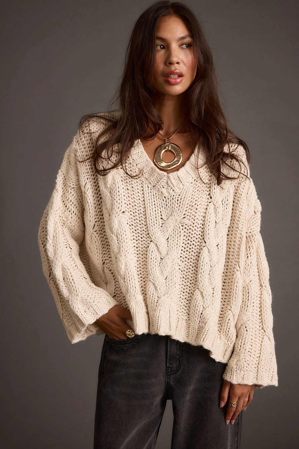 Remi Ivory Cable Knit Sweater - Image 5