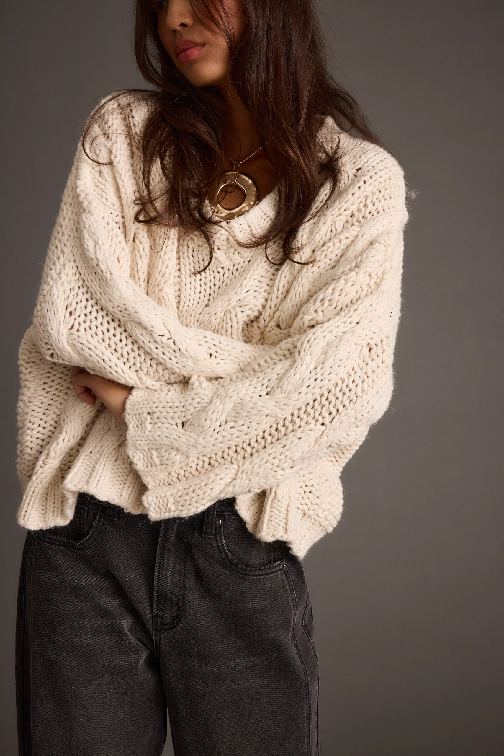 Remi Ivory Cable Knit Sweater - Image 7