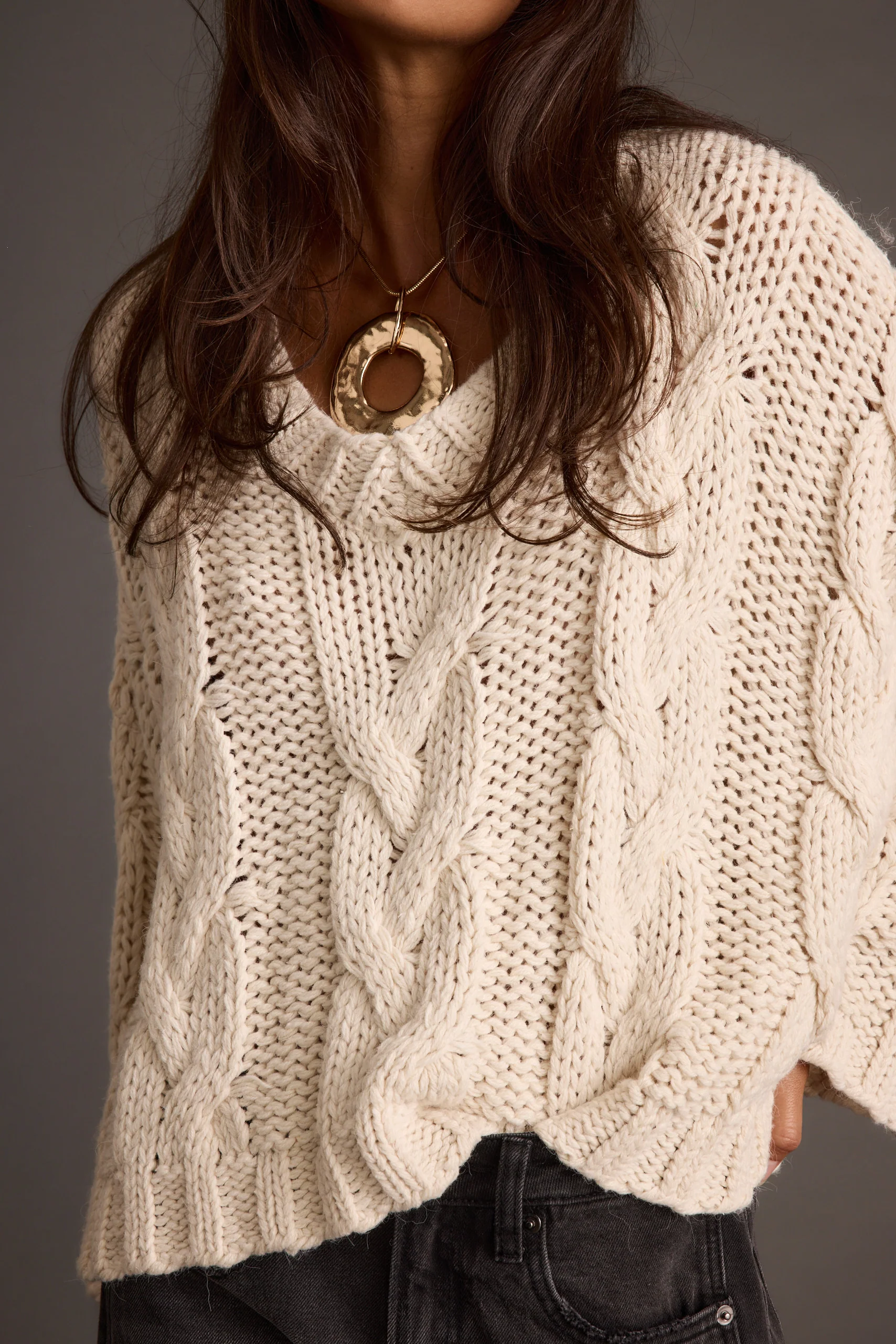 Remi Ivory Cable Knit Sweater - Image 8