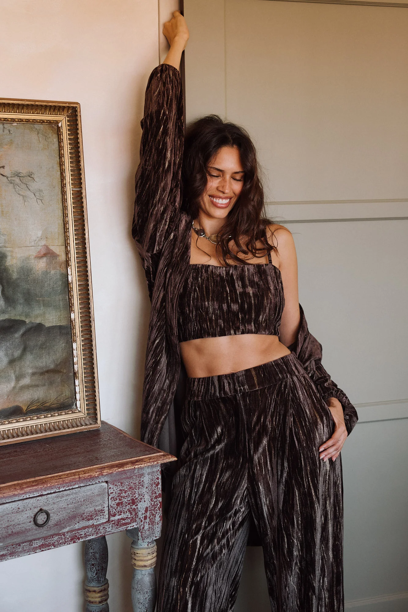 Rhea Espresso Velvet Crop Top - Image 9