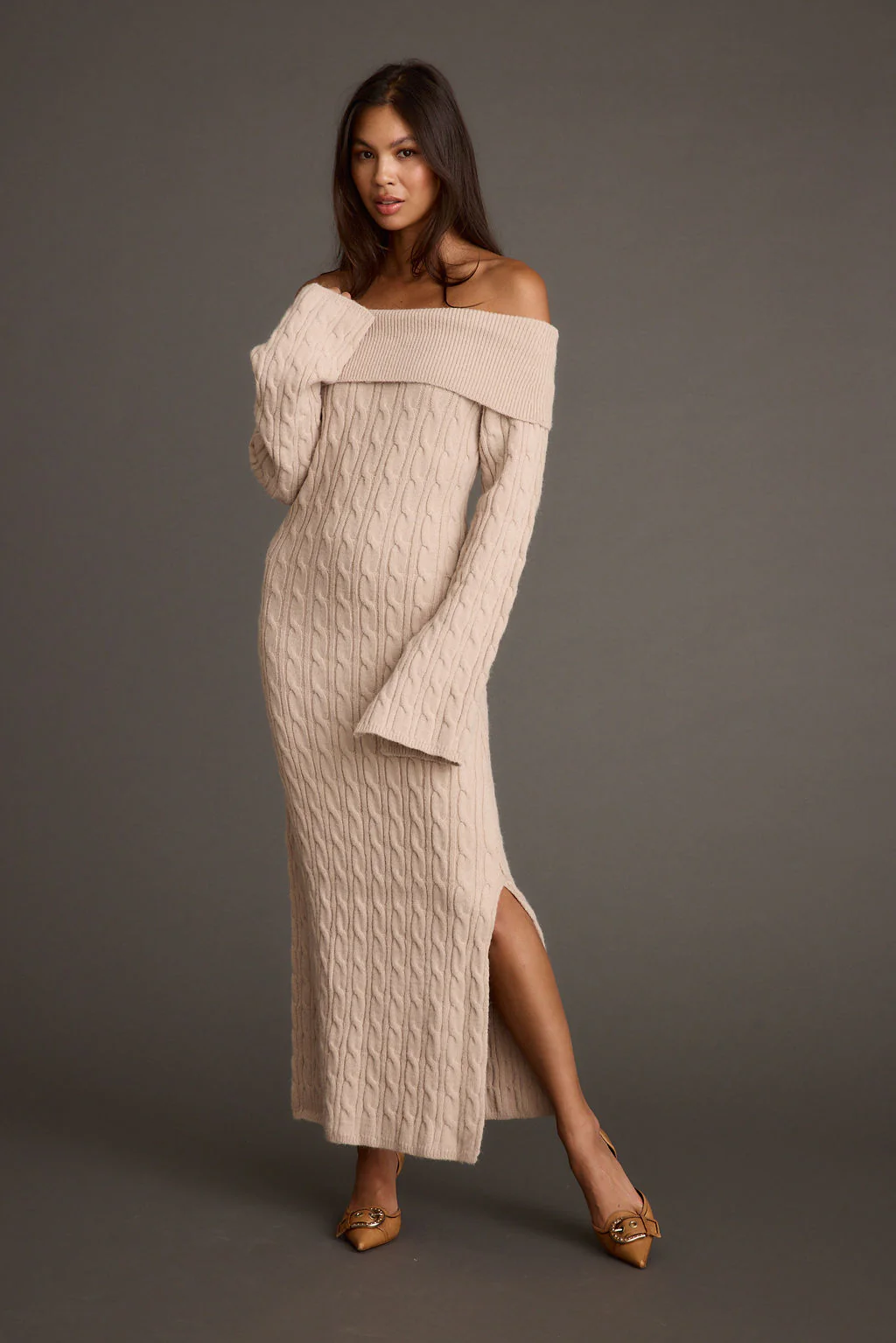 Rhiannon Dusty Rose Sweater Maxi Dress - Image 3