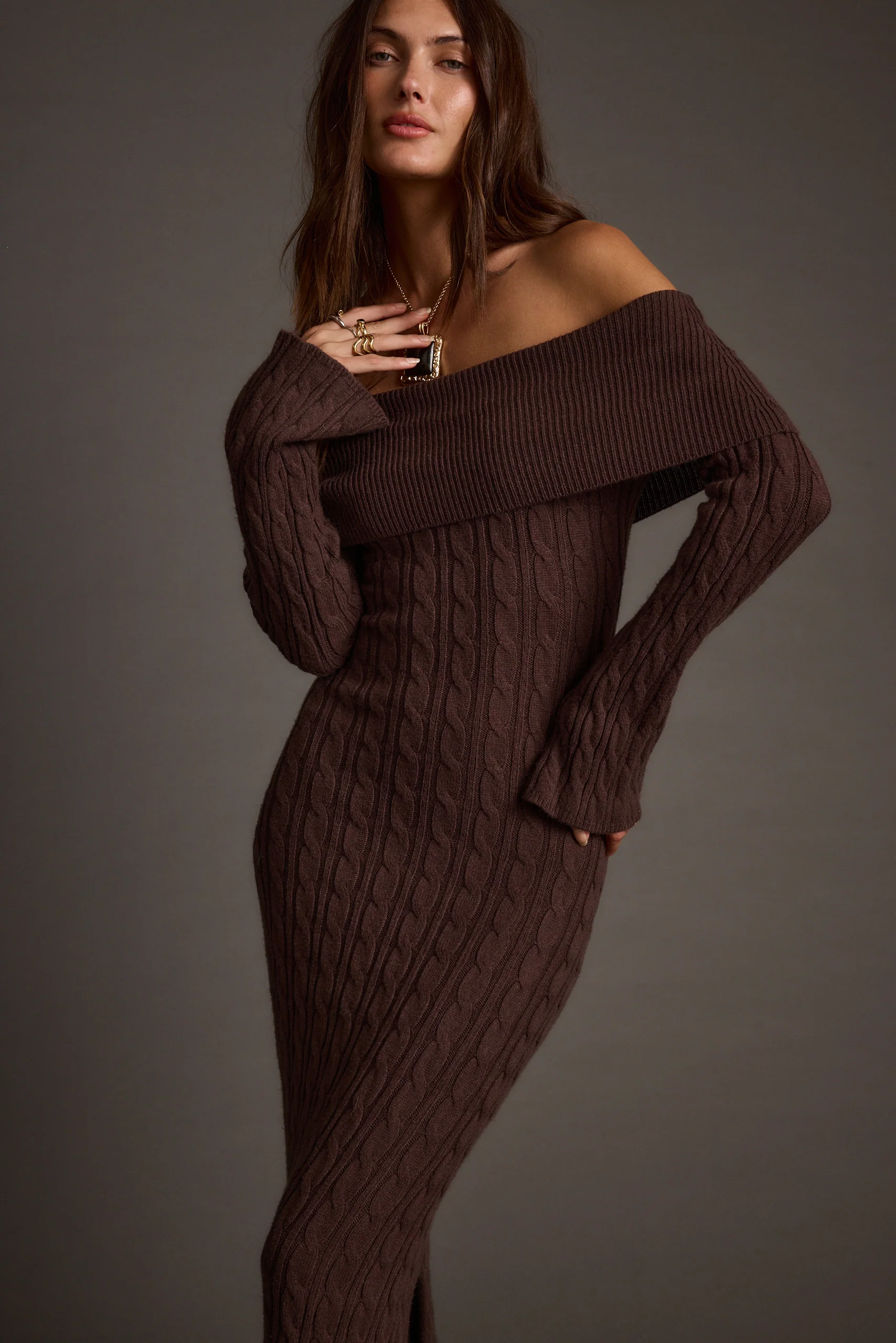 Rhiannon Espresso Sweater Maxi Dress - Image 10