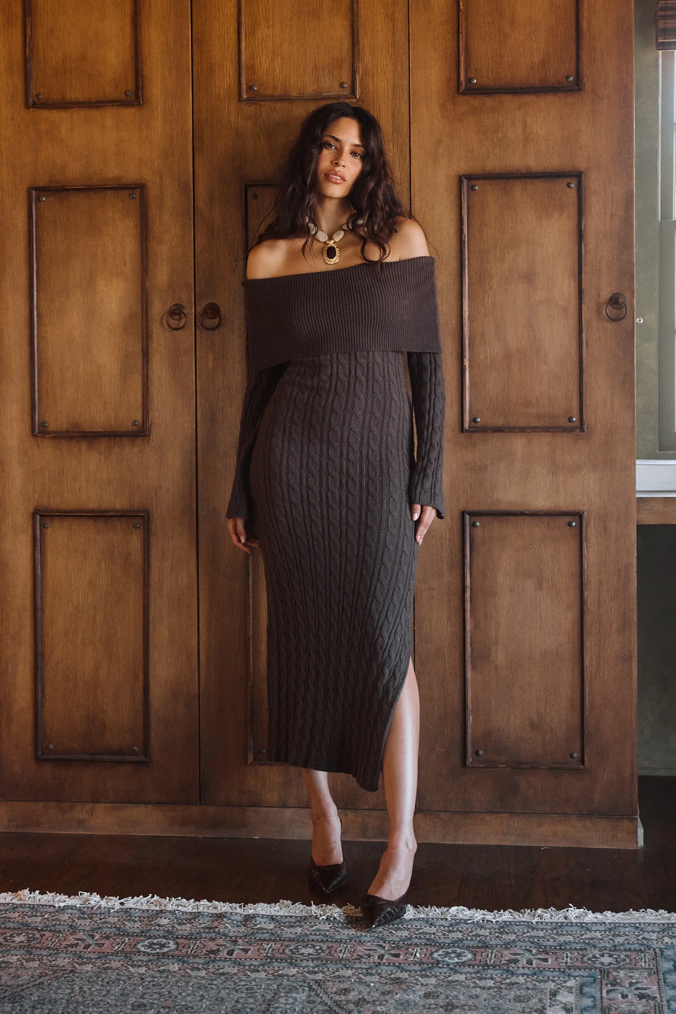 Rhiannon Espresso Sweater Maxi Dress - Image 14