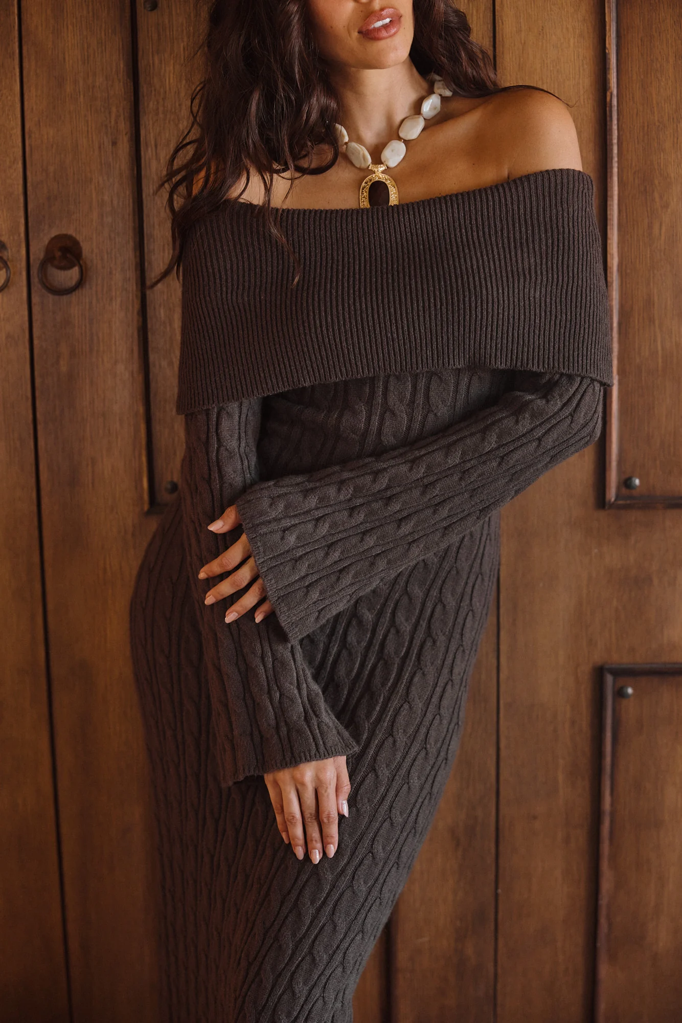 Rhiannon Espresso Sweater Maxi Dress - Image 16