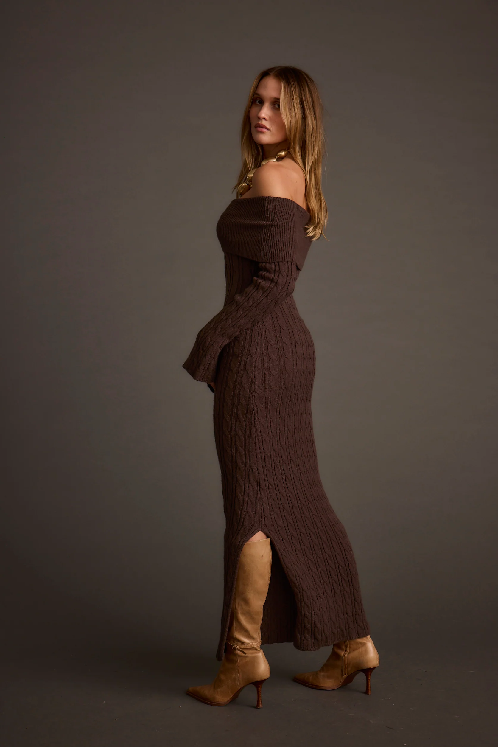 Rhiannon Espresso Sweater Maxi Dress - Image 2