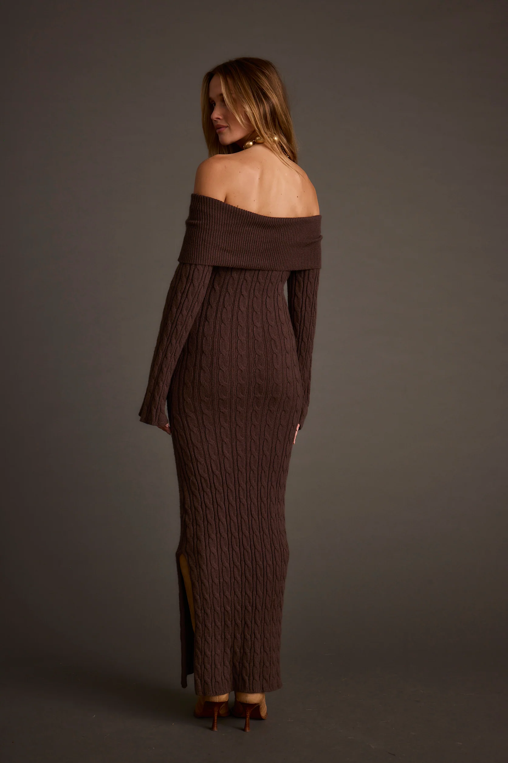 Rhiannon Espresso Sweater Maxi Dress - Image 6