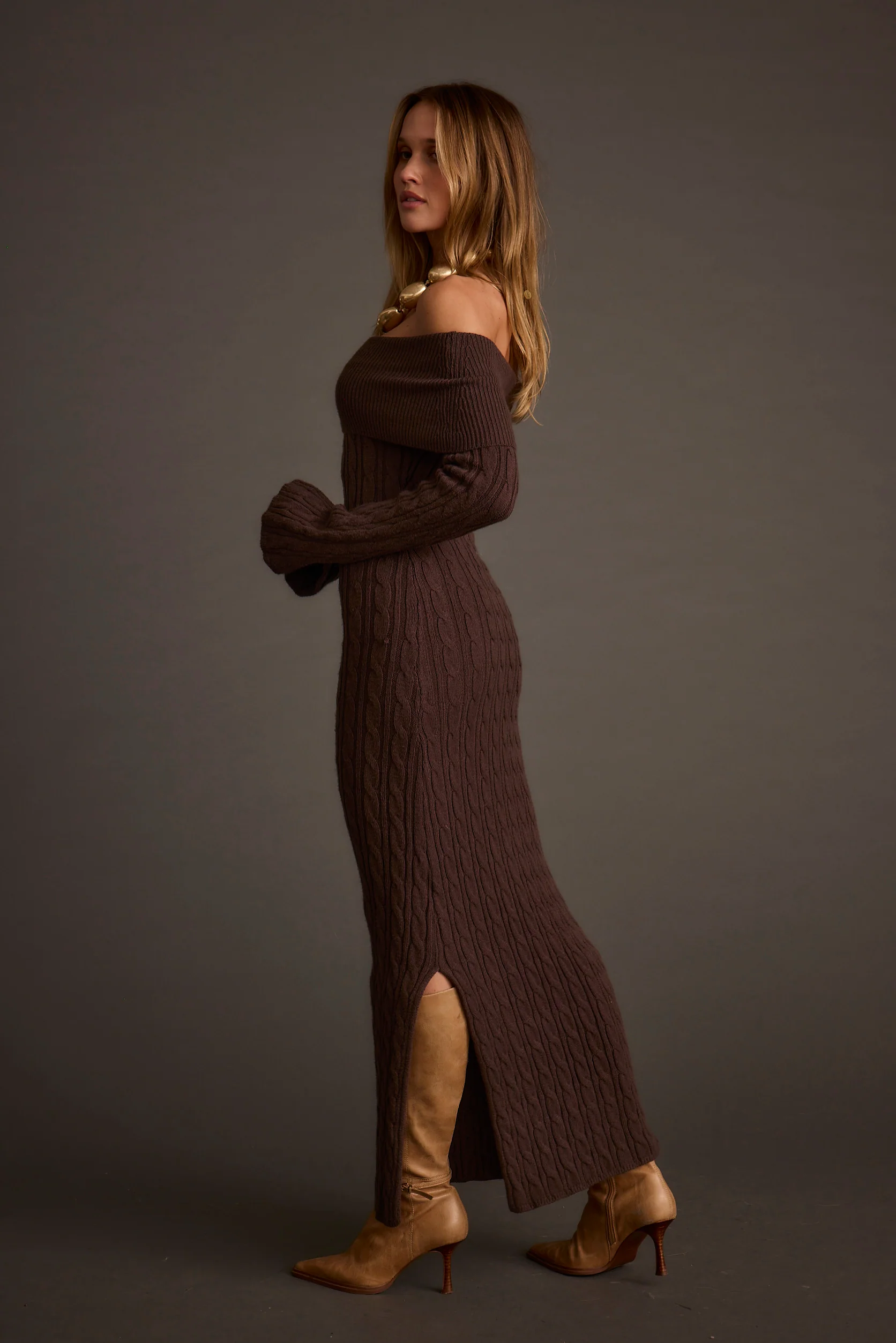 Rhiannon Espresso Sweater Maxi Dress - Image 7