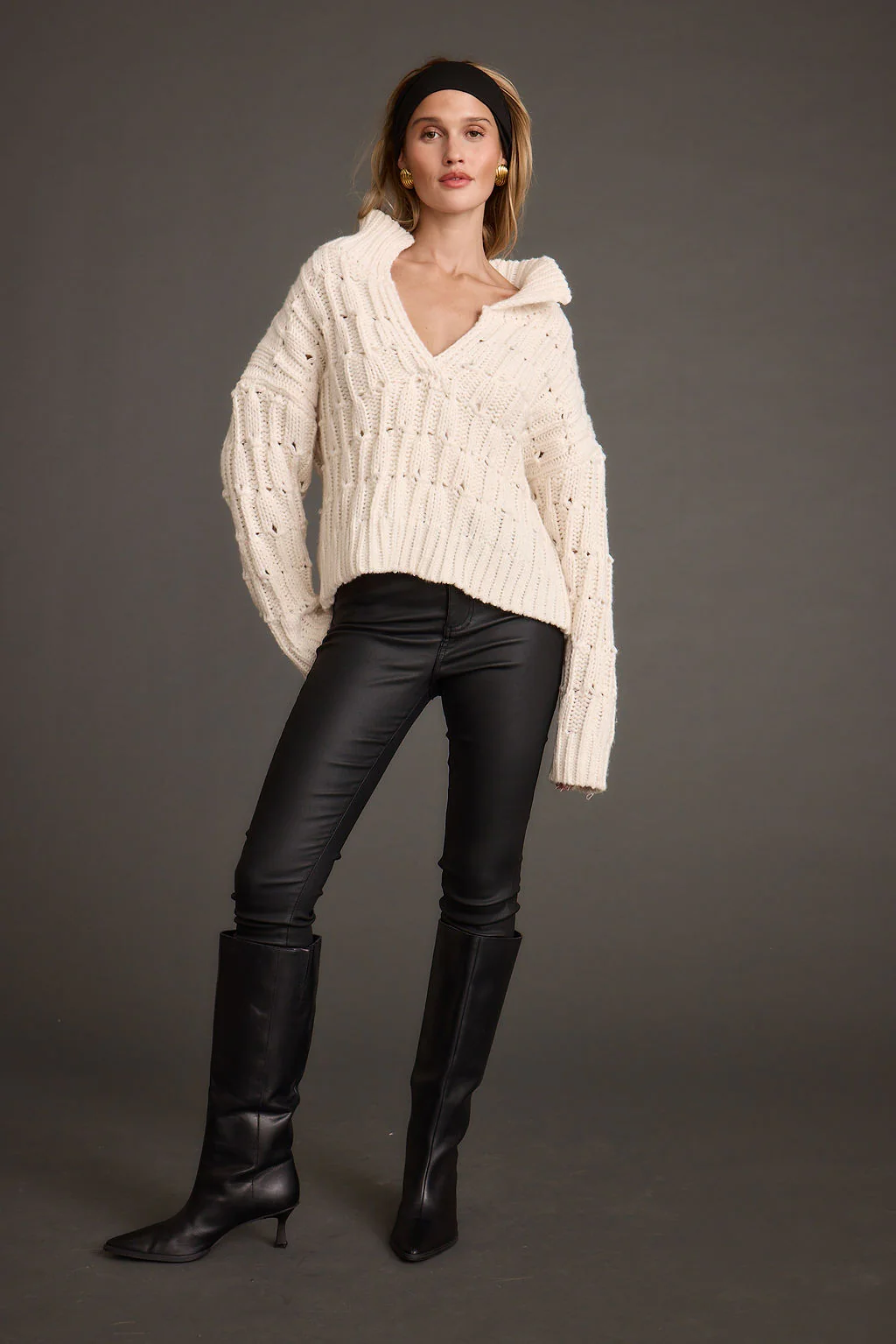 Riverstone Cream Cableknit Sweater - Image 9