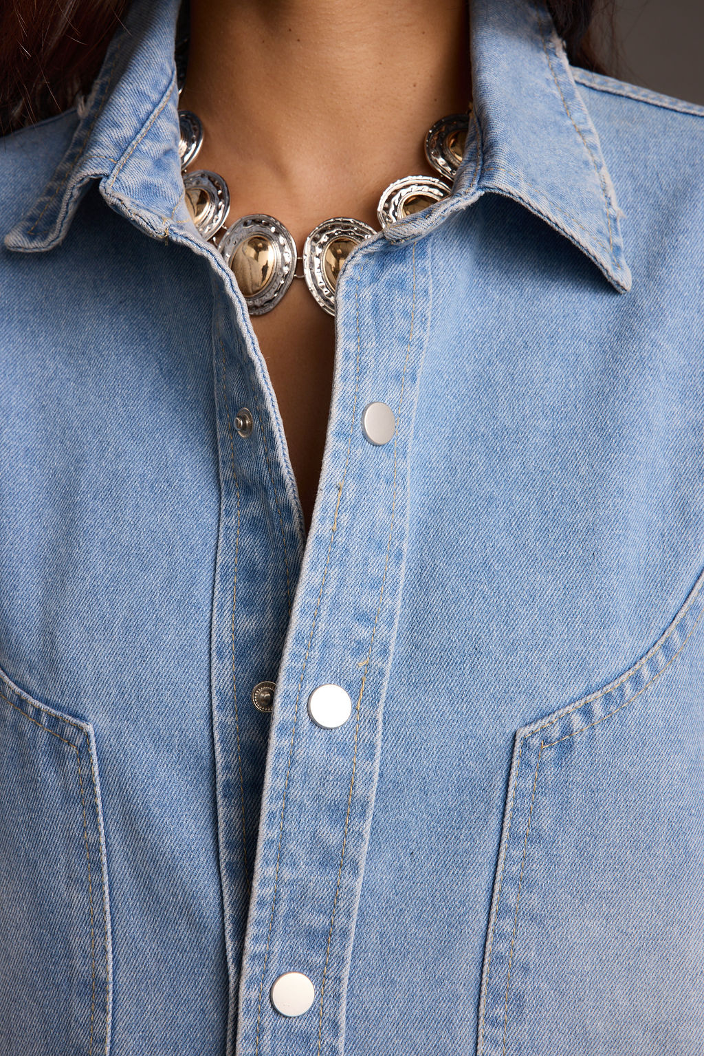 Rocky Light Denim Button Down Top - Image 11