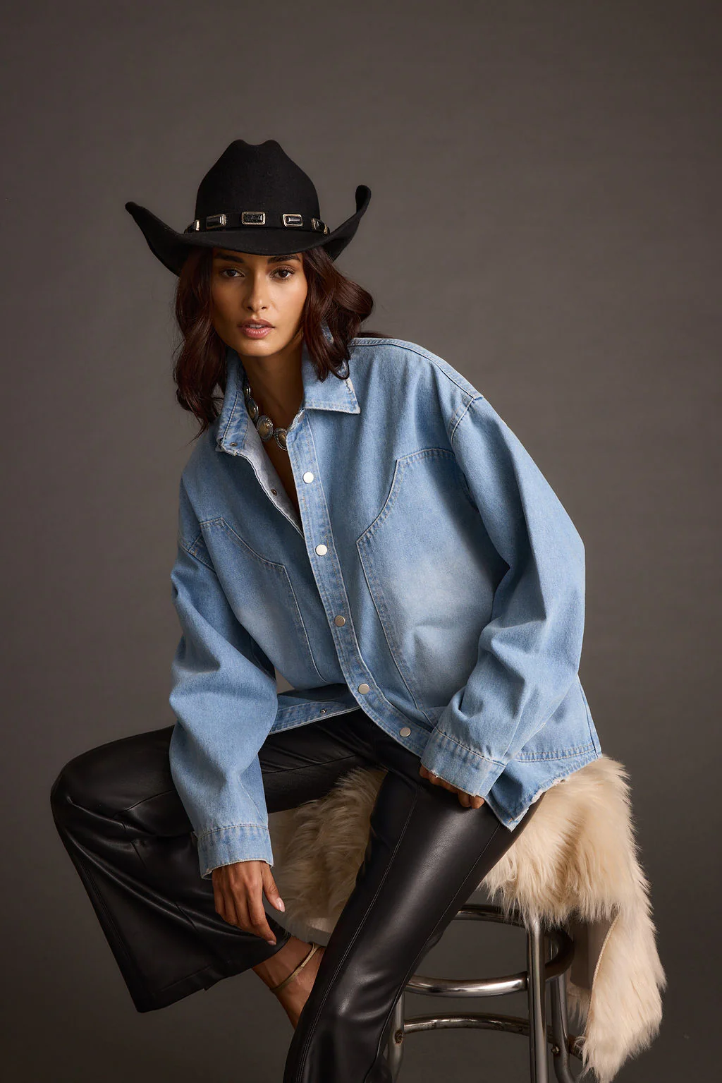 Rocky Light Denim Button Down Top - Image 12
