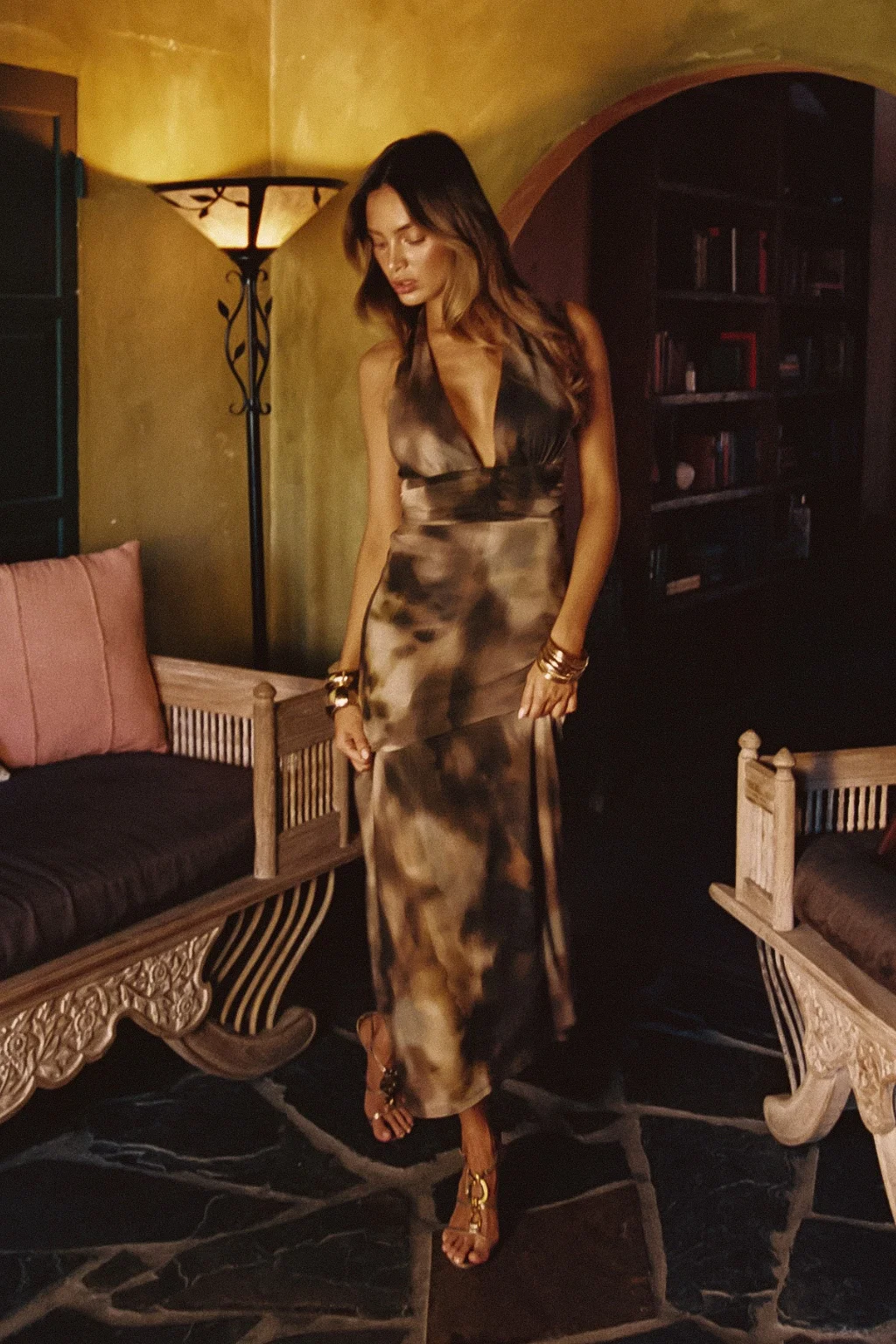 Rosalia Olive Mesh Maxi Dress - Image 7