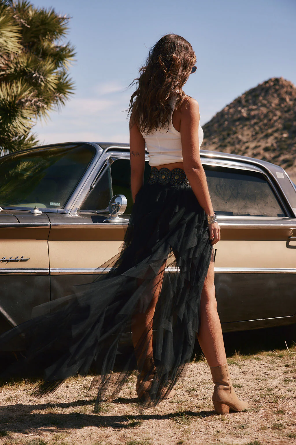 Rosalie Rock Black Tulle Maxi Skirt - Image 3