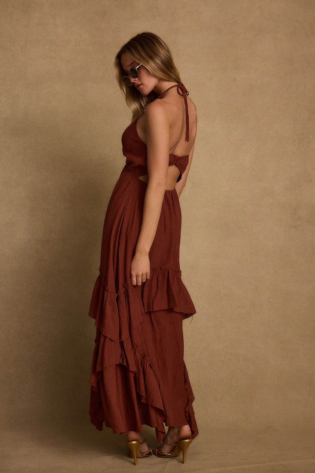 Rosamar Terracotta Ruffle Maxi Dress - Image 7