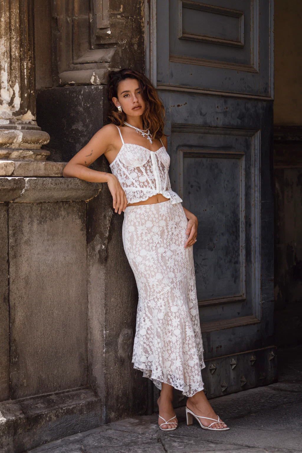 Rosemary White Lace Bustier Top - Image 2