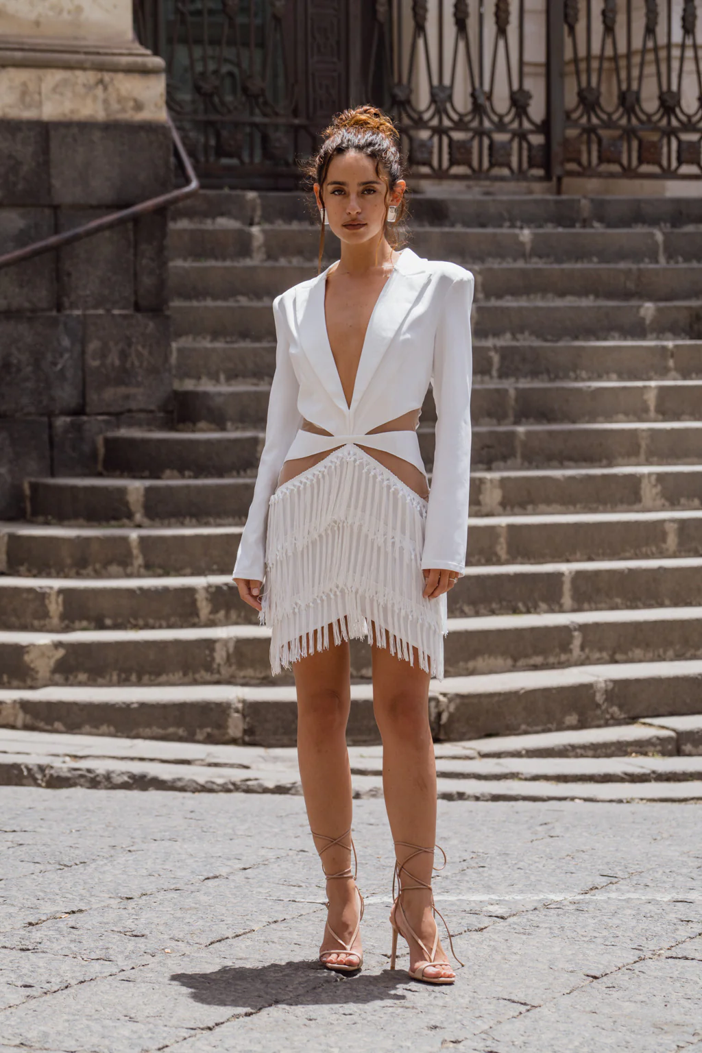 Rosetta White Lace Fringe Blazer Dress - Image 4