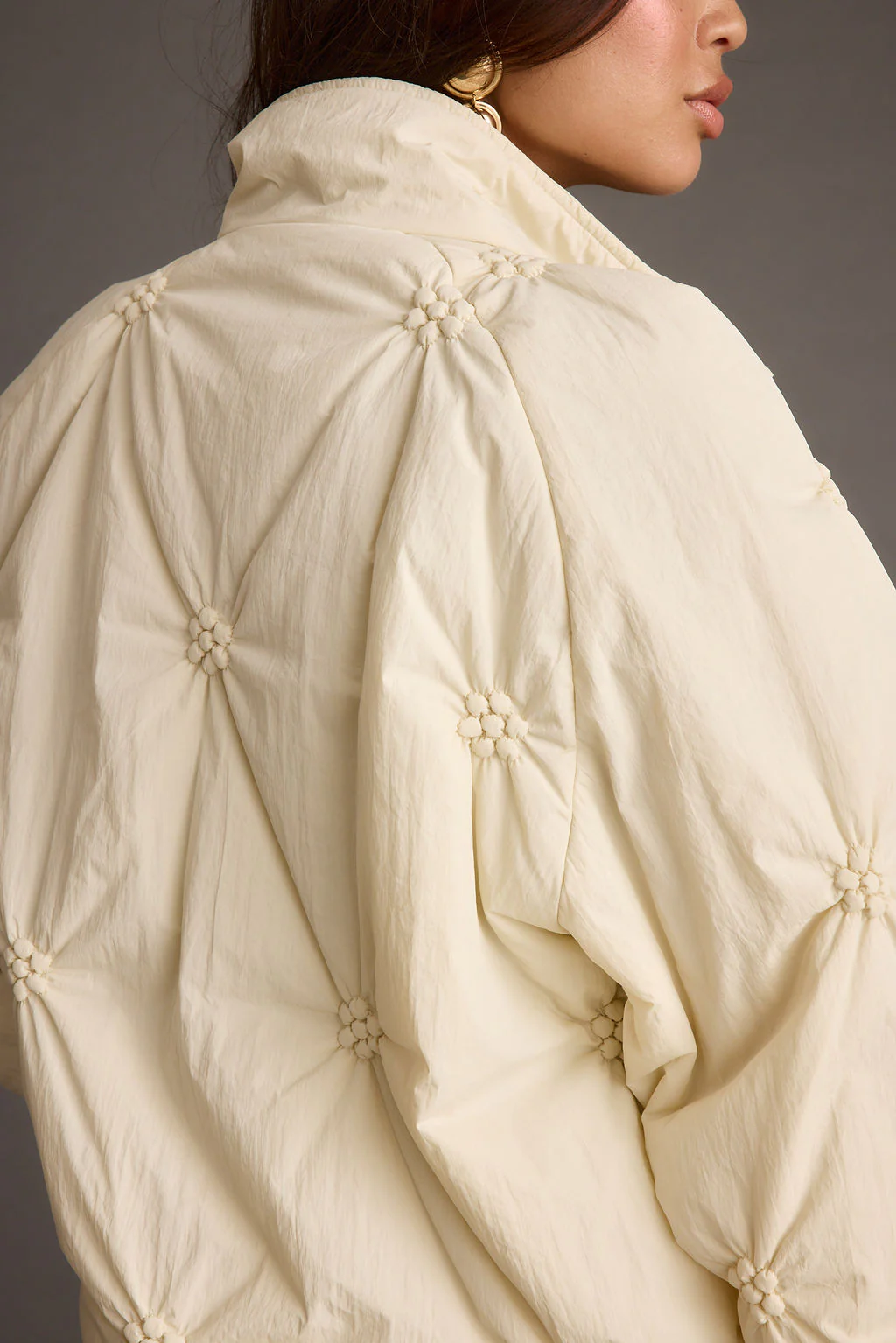 Rosey Cream Zip Front Puffer Coat - Image 6