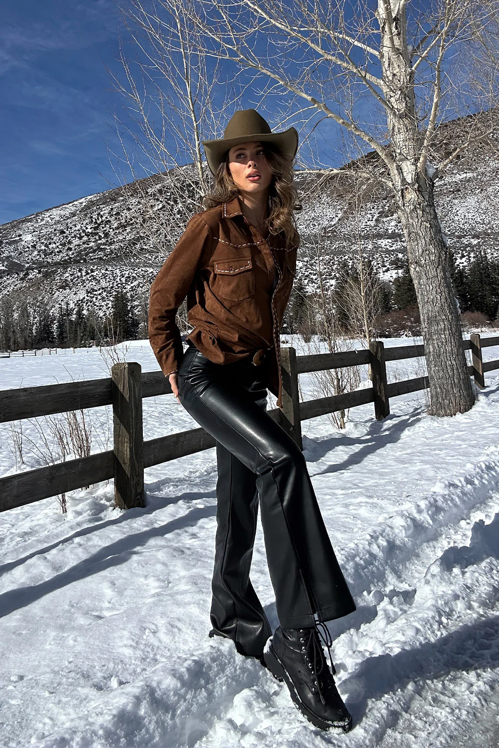 Rustic Pines Brown Suede Button Down Top - Image 14