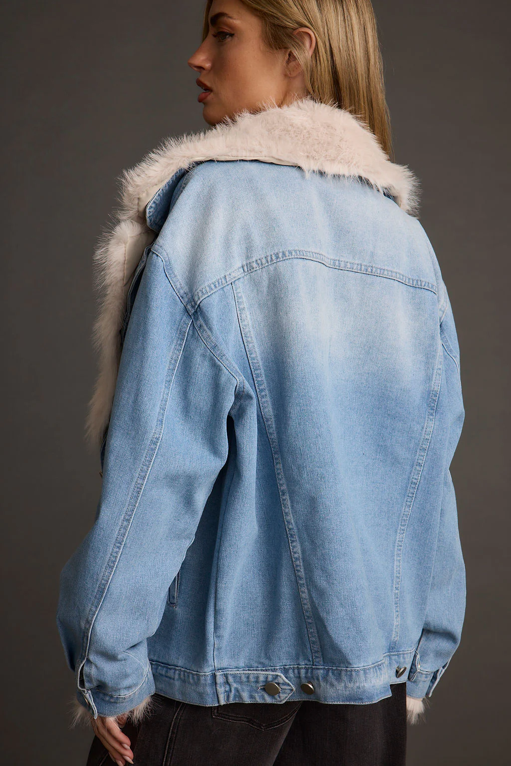 Rylee Denim Jacket with Faux Fur Trim - Image 2