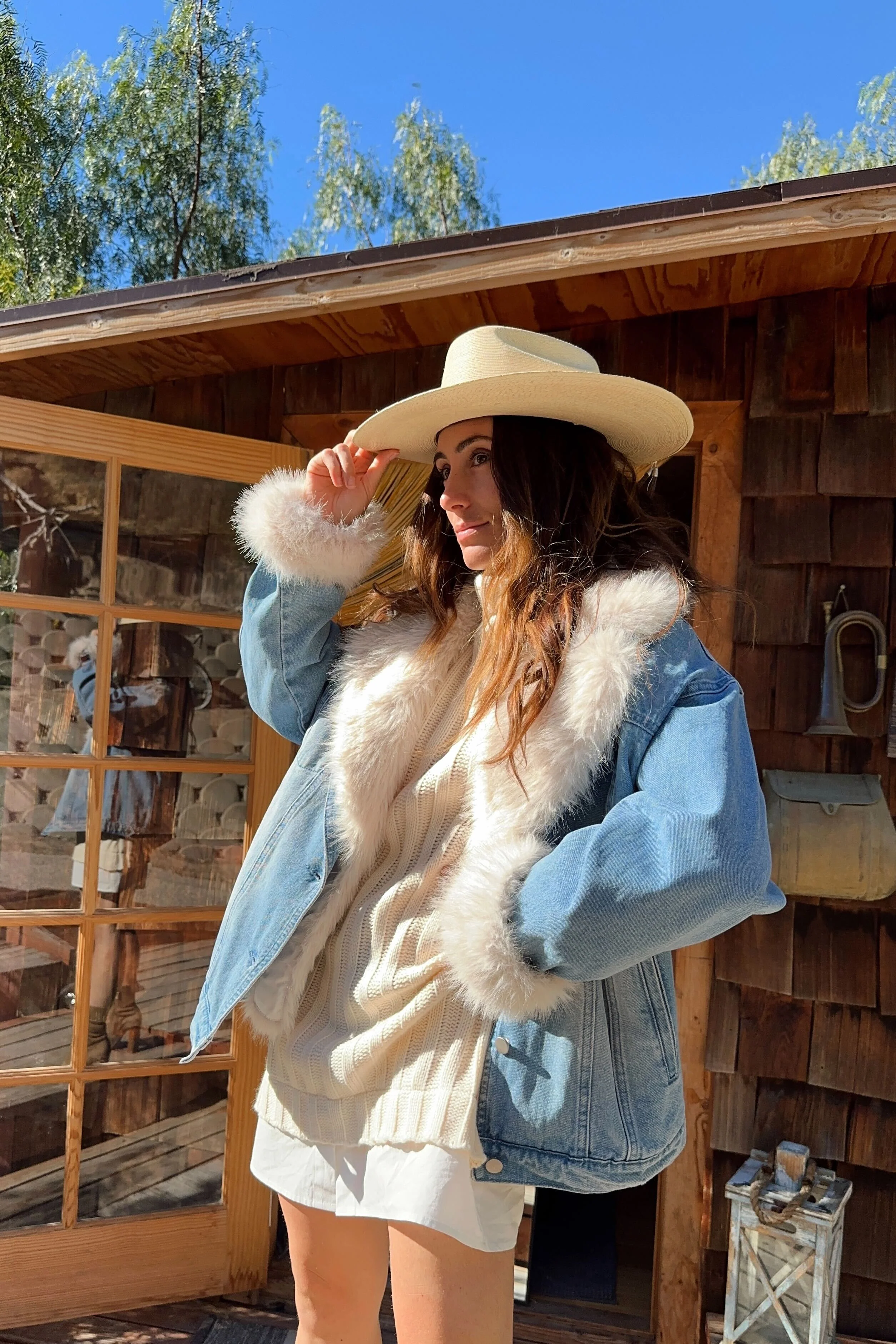 Rylee Denim Jacket with Faux Fur Trim - Image 7