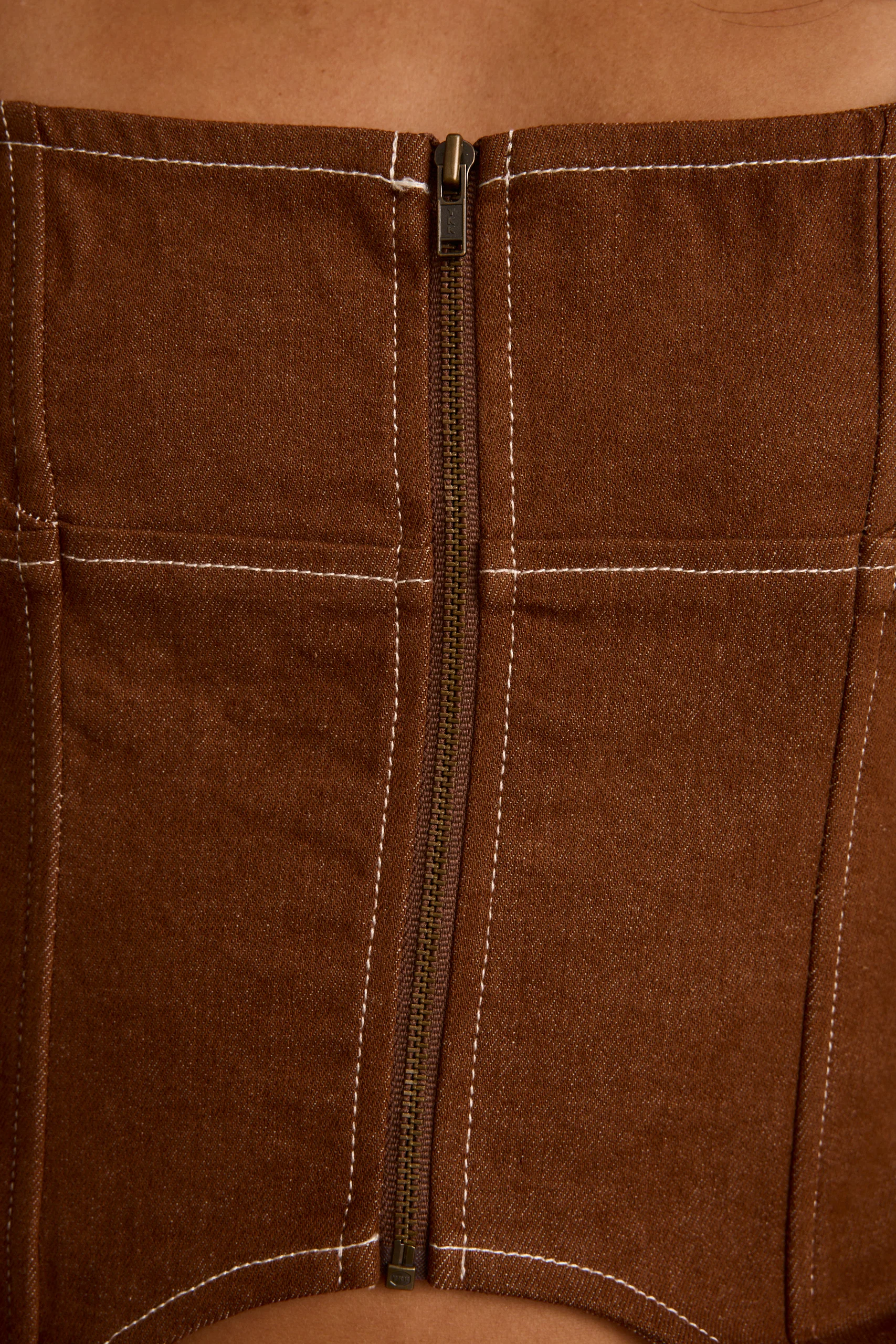 Sabine Brown Zip Front Corset Tank - Image 8