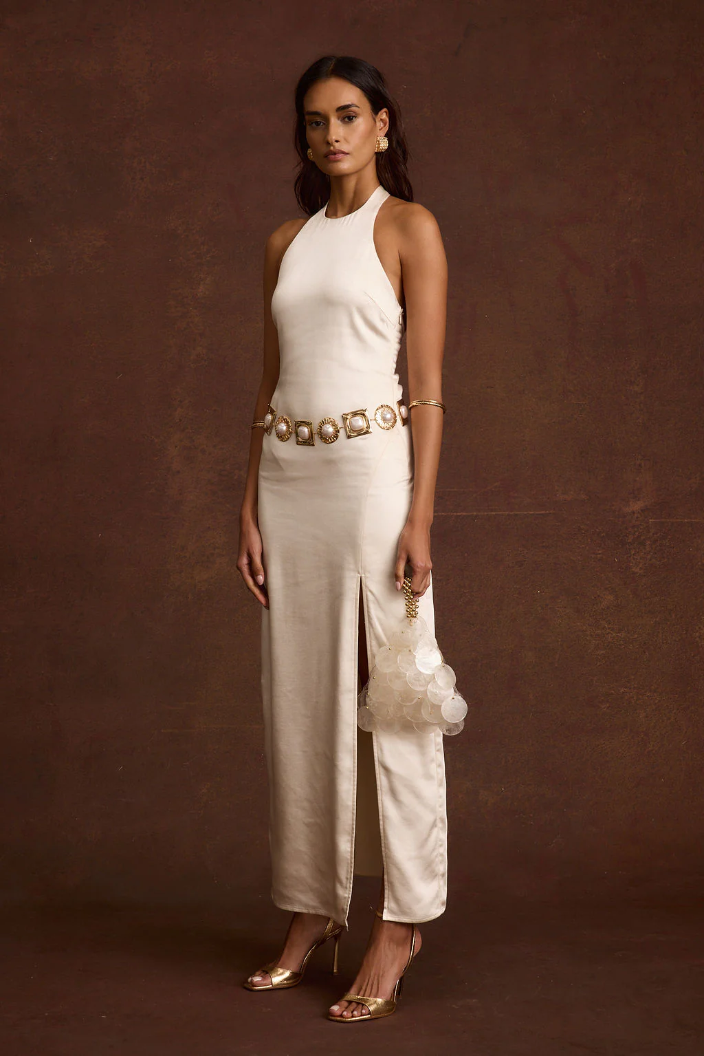 Saltwater Ivory Satin Maxi Dress - Image 4