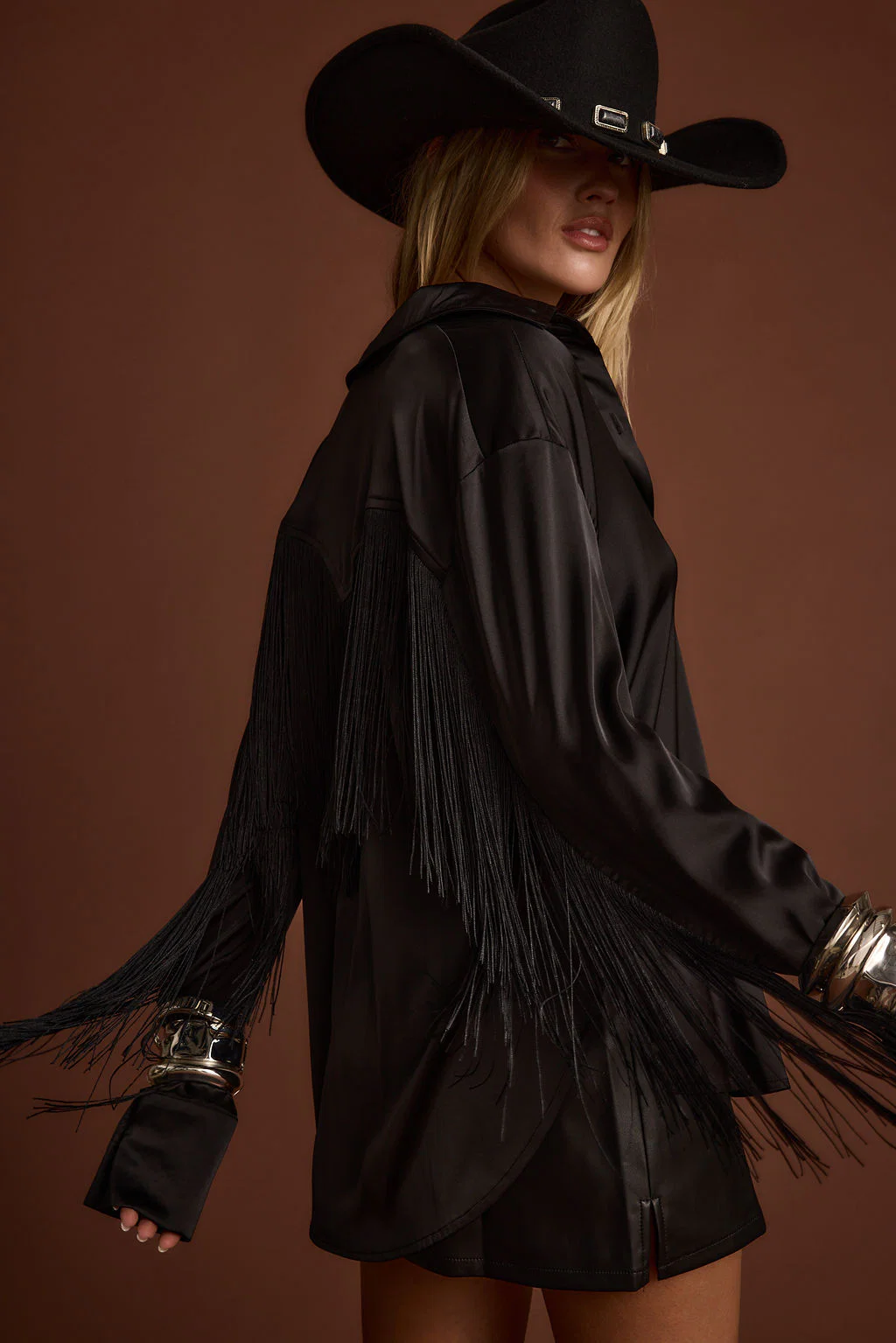 Santana Black Fringe Button Up Top - Image 2