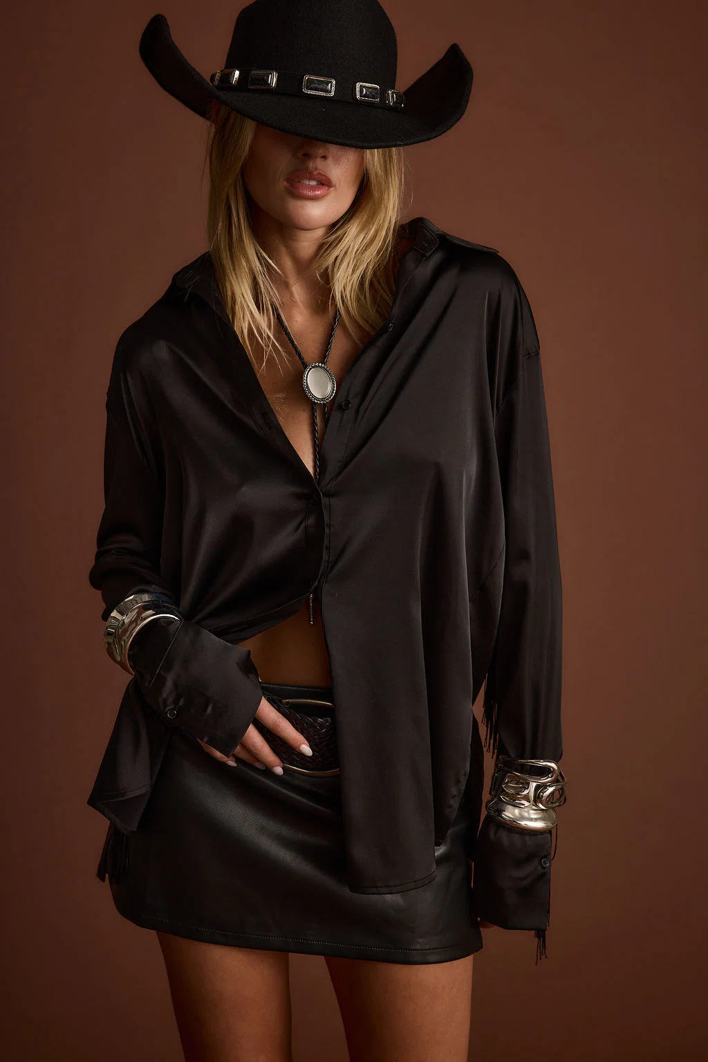 Santana Black Fringe Button Up Top - Image 3