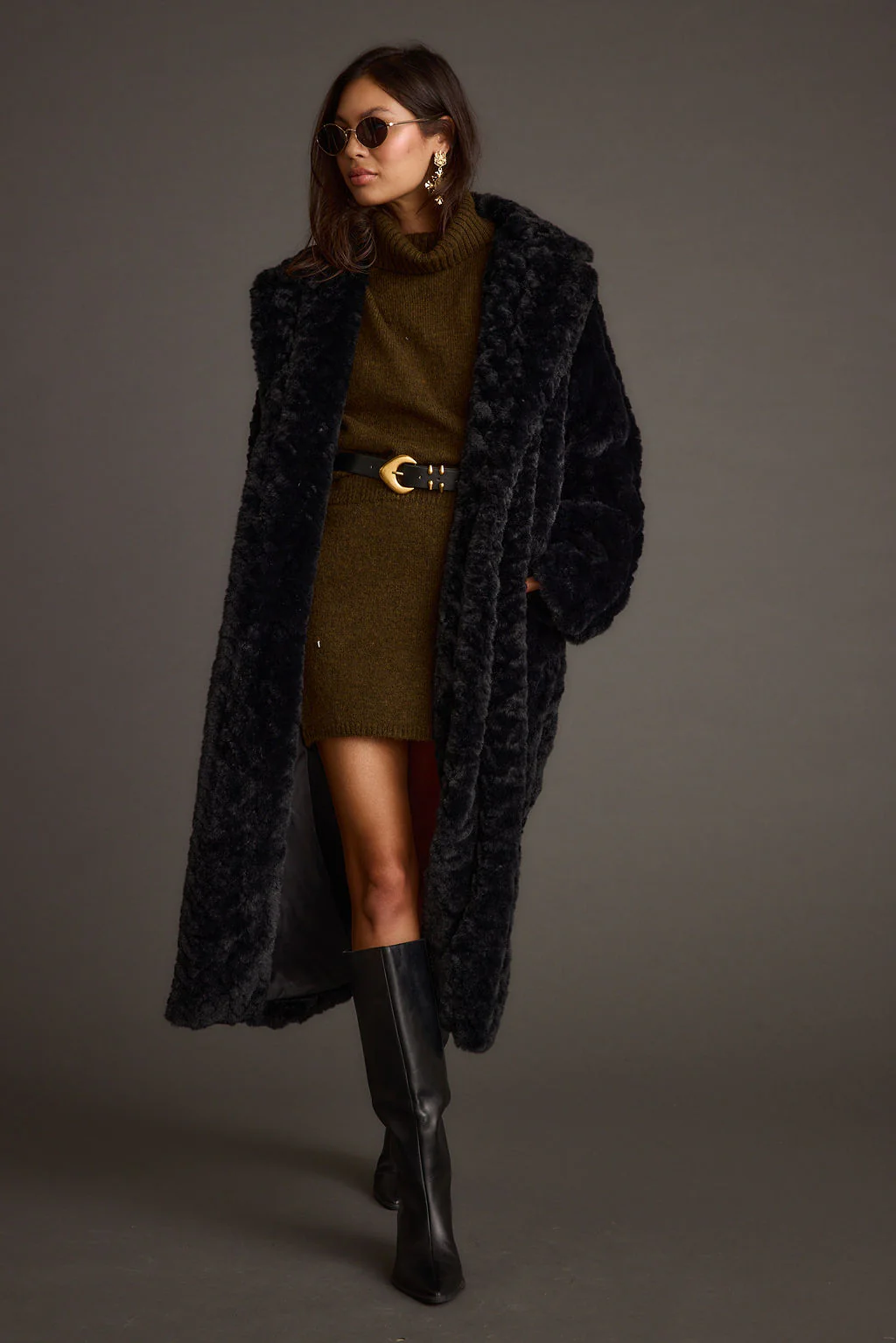 Sasha Black Floor Length Coat