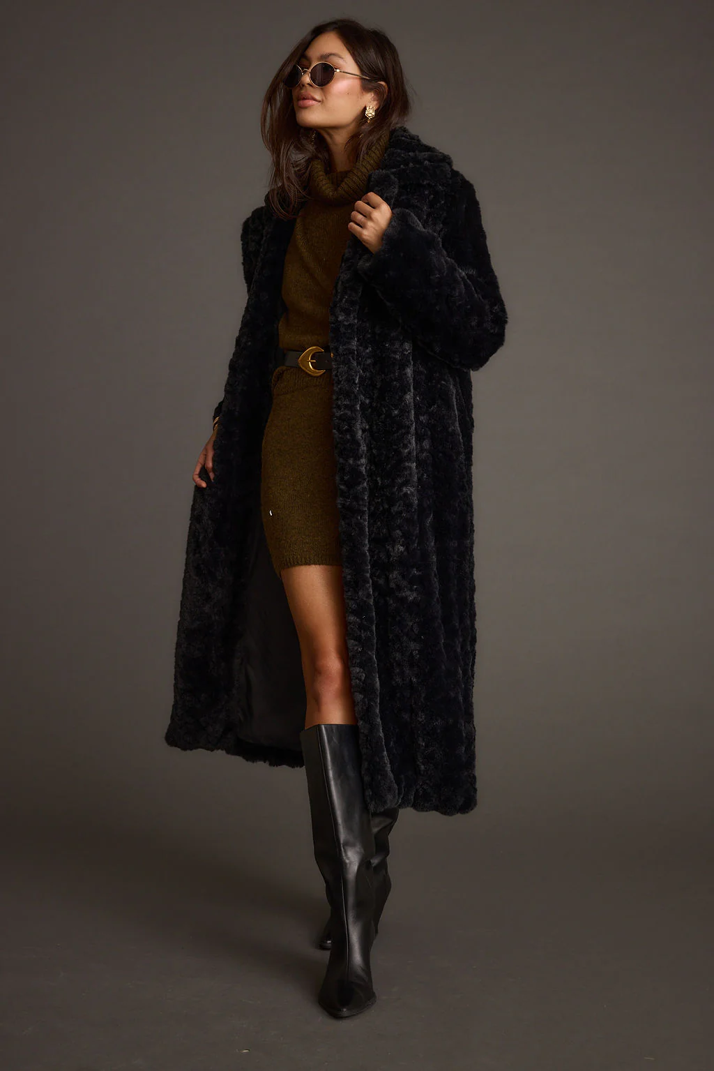 Sasha Black Floor Length Coat - Image 4