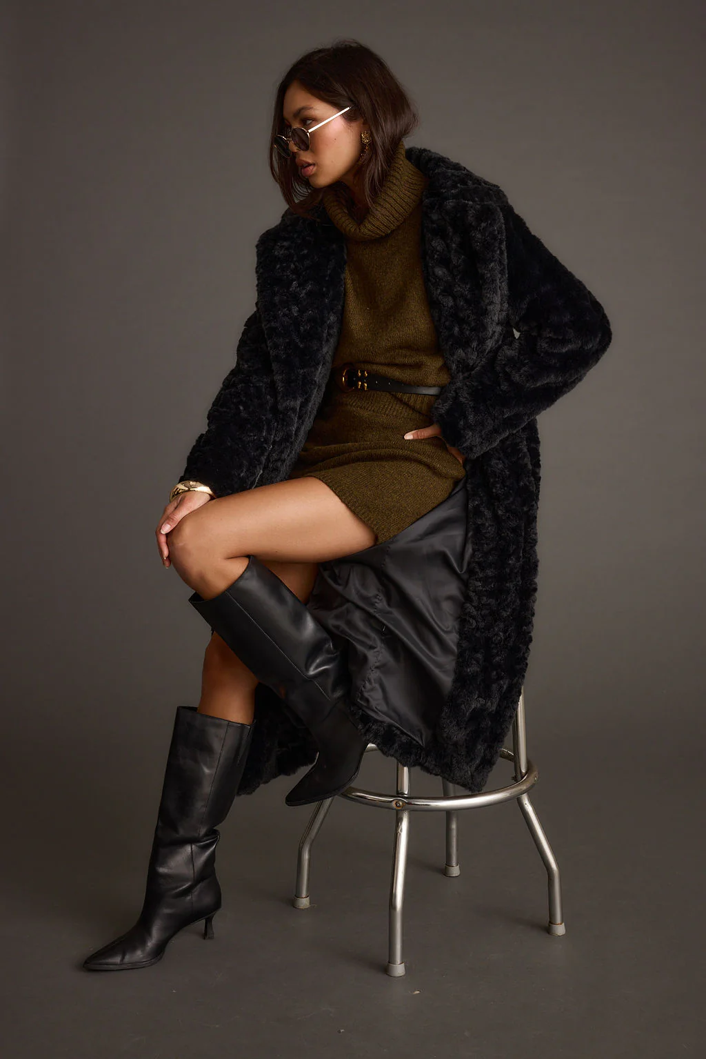 Sasha Black Floor Length Coat - Image 6