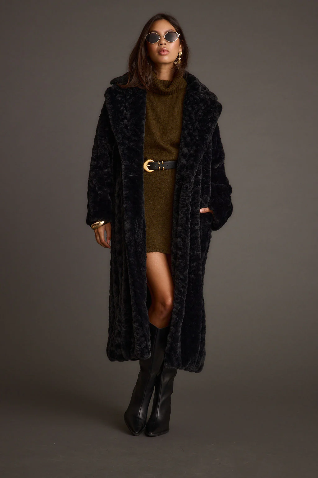 Sasha Black Floor Length Coat - Image 7