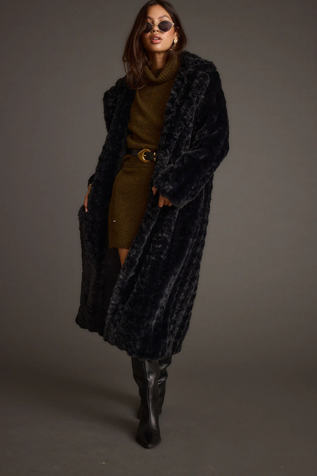 Sasha Black Floor Length Coat - Image 8