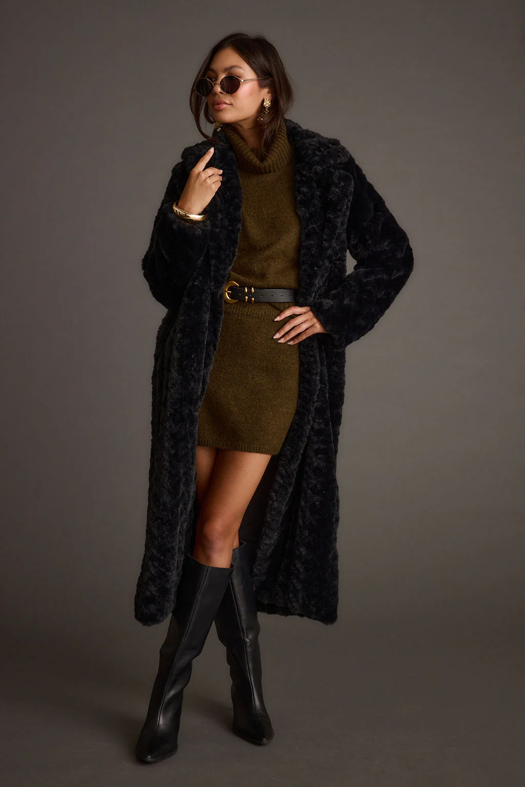 Sasha Black Floor Length Coat - Image 9