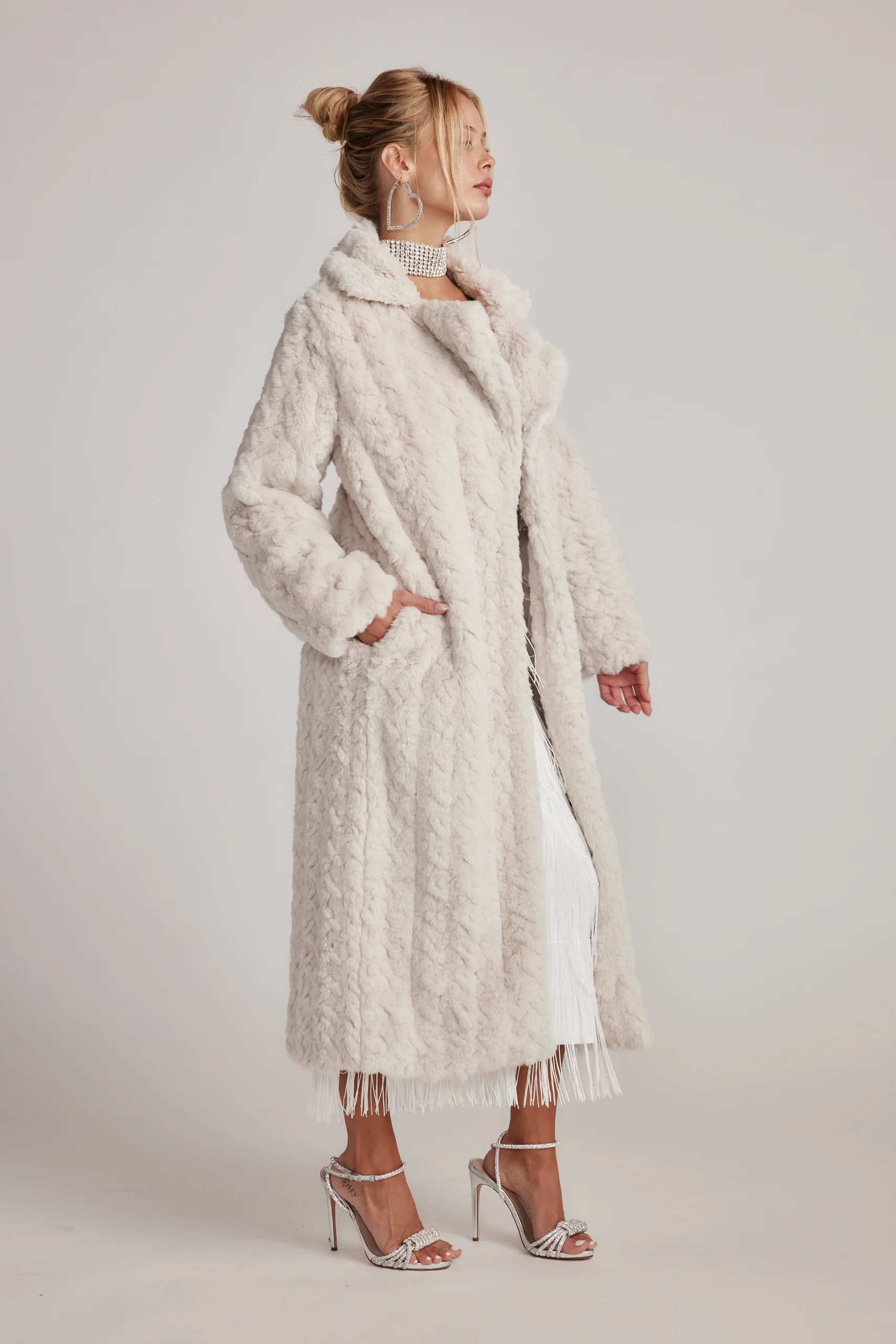 Sasha Cream Floor Length Coat - Image 3