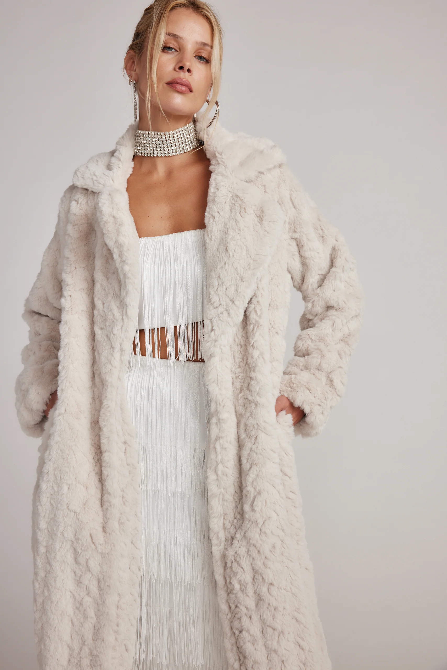 Sasha Cream Floor Length Coat - Image 7