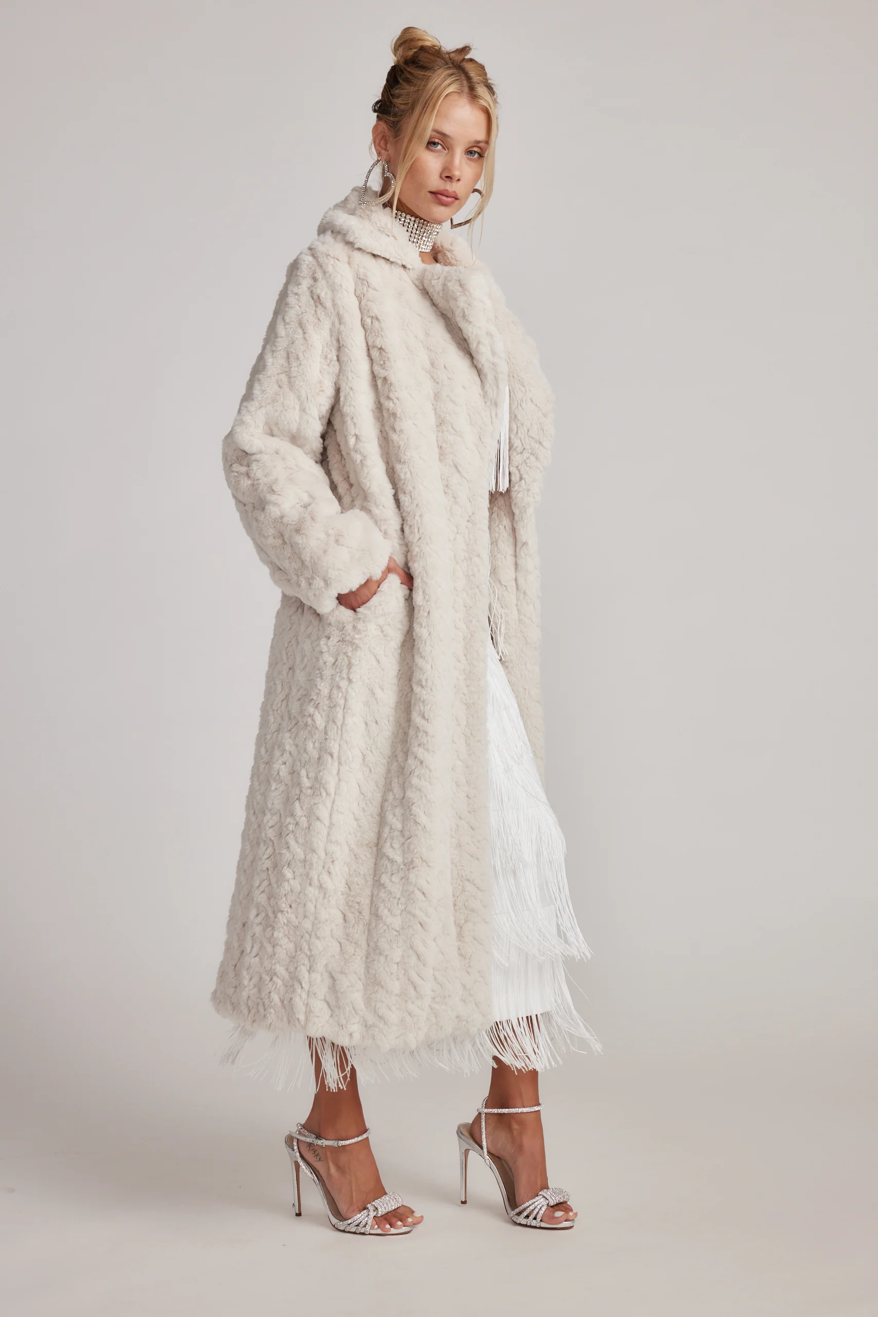 Sasha Cream Floor Length Coat - Image 8