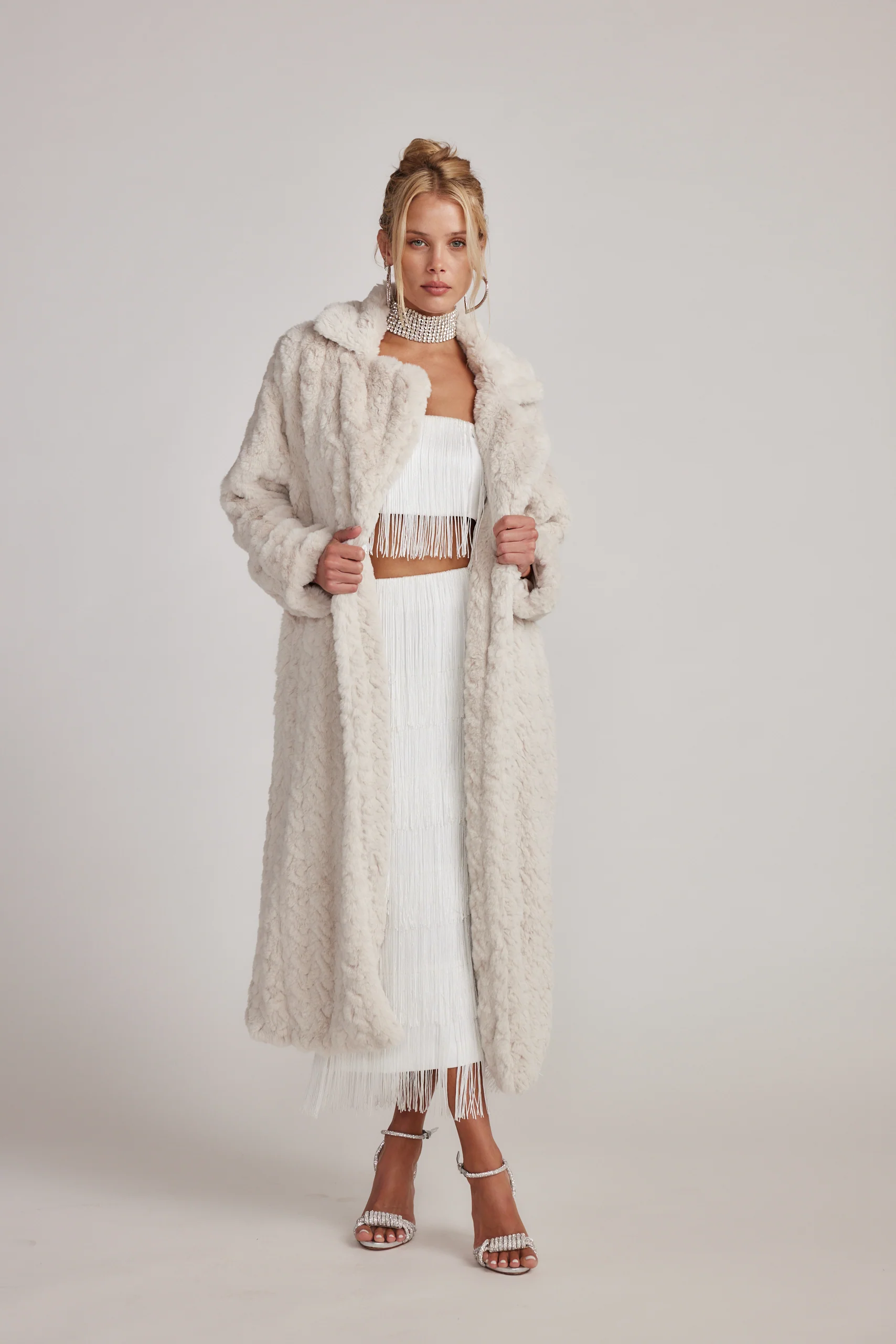 Sasha Cream Floor Length Coat - Image 9