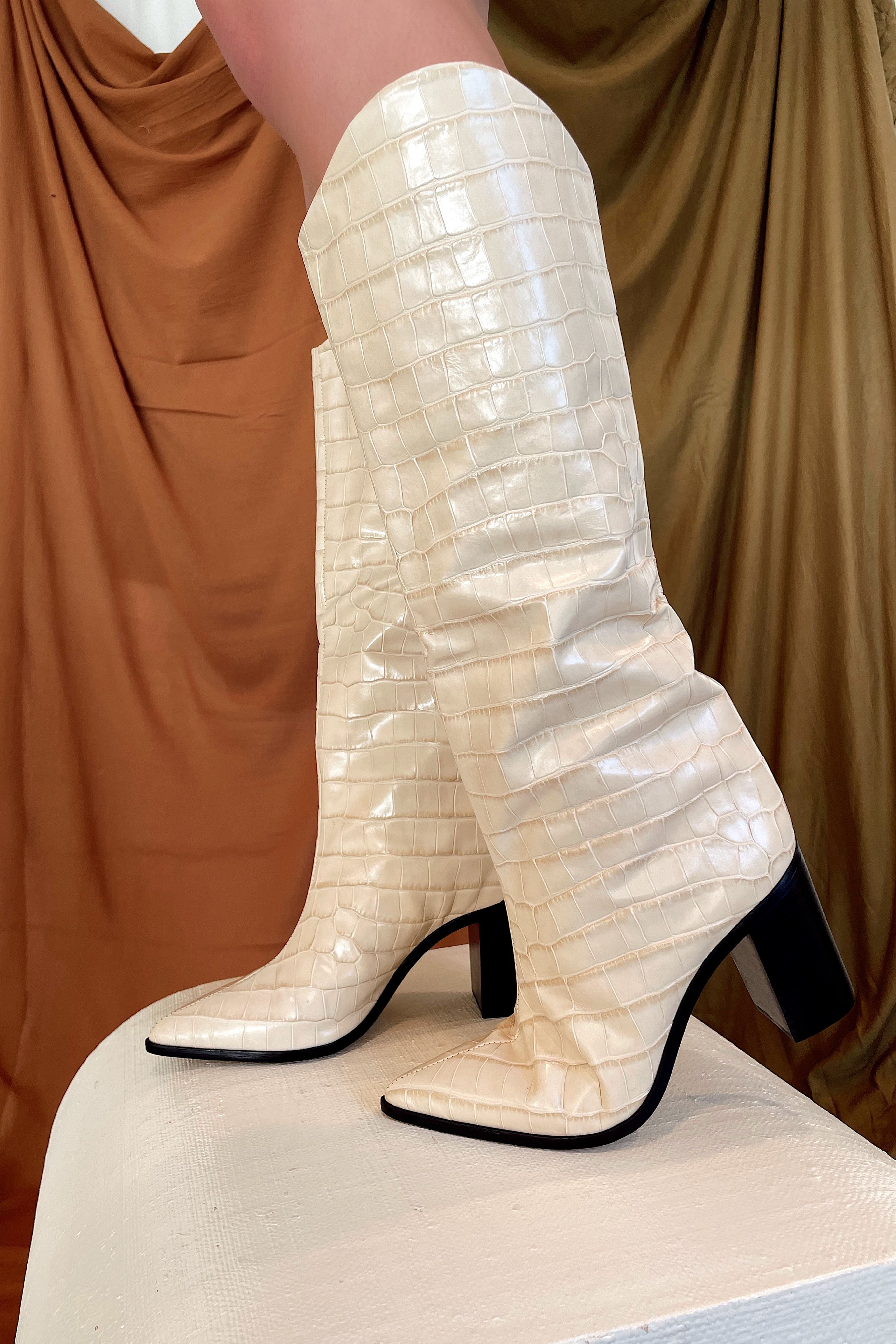 SCHUTZ Analeah Egg Shell Croc Boot - Image 3