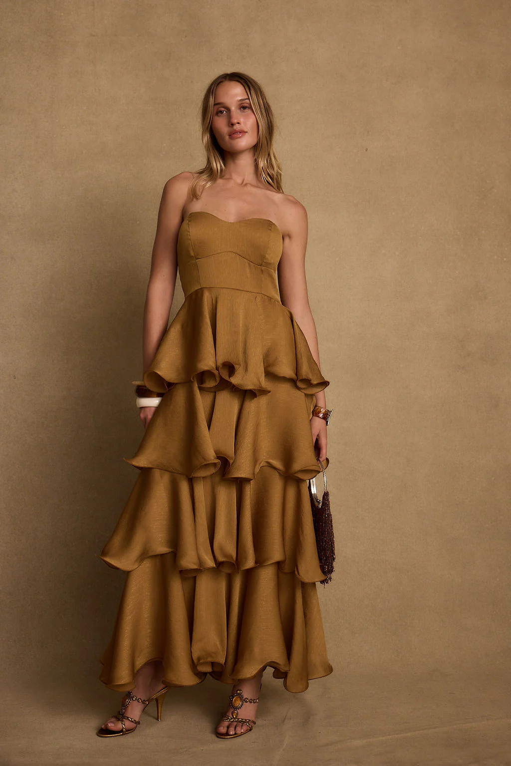 Selene Gold Ruffle Maxi Dress - Image 7