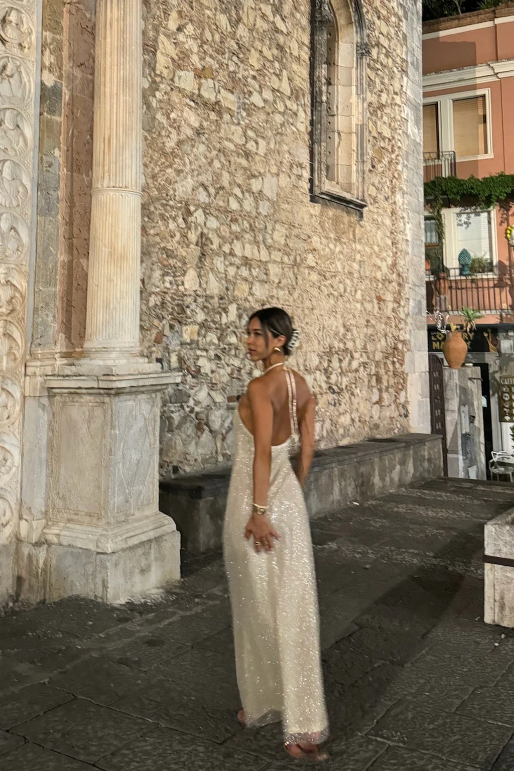 Serafino Gold Embellished Maxi Dress - Image 2