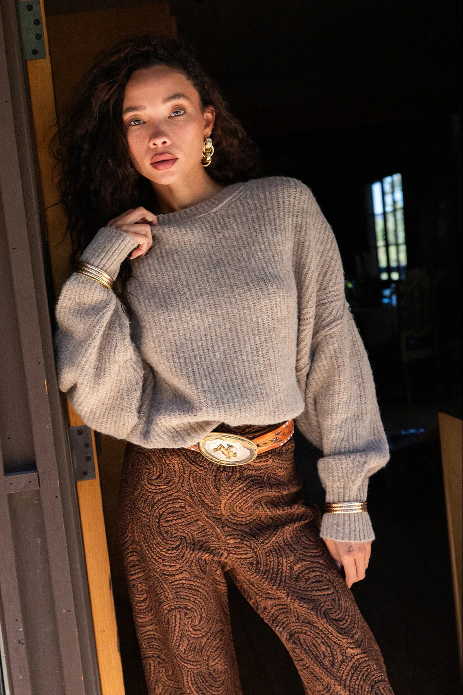 Shae Taupe Pullover Sweater - Image 2