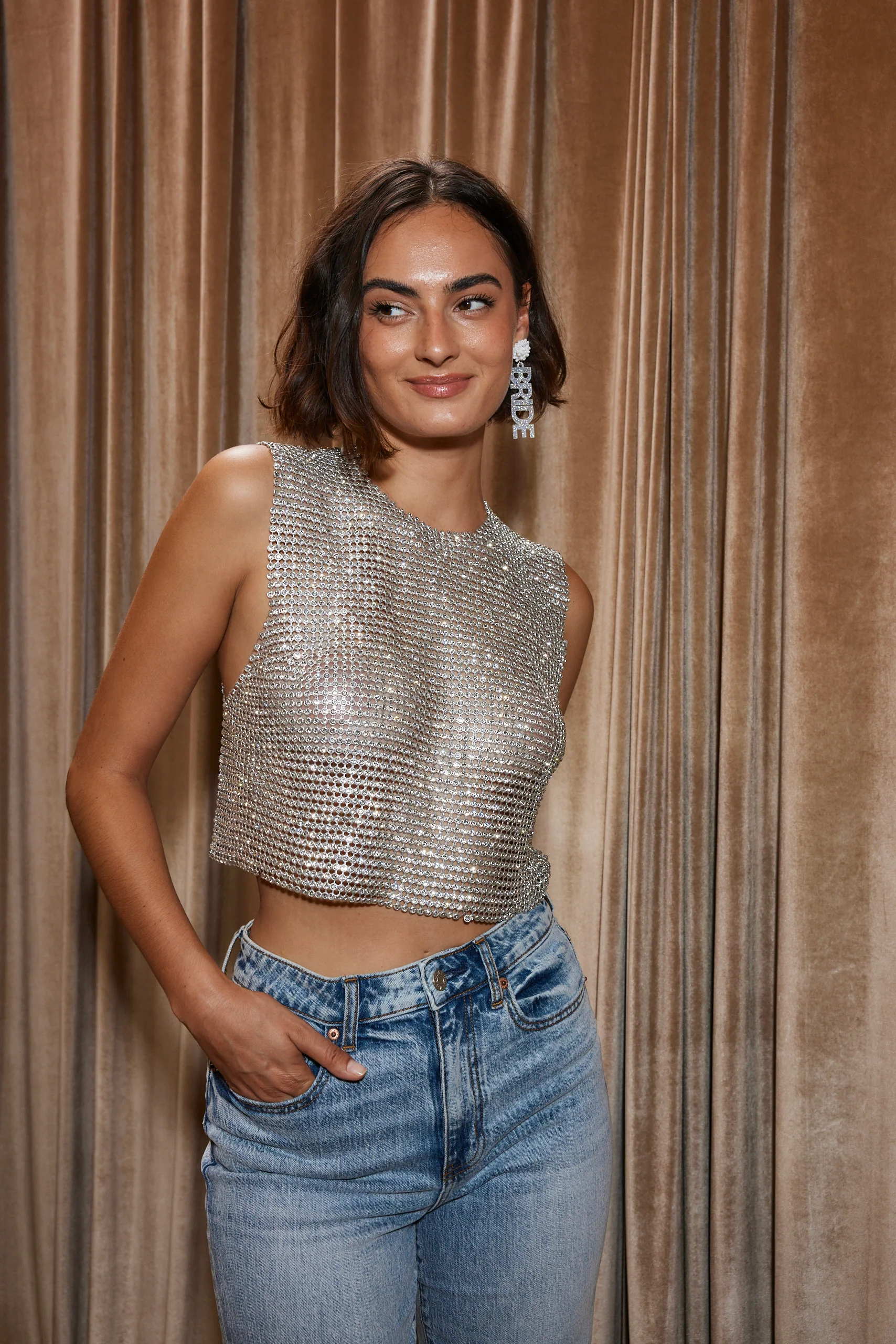 She's a Gem Silver Rhinestone Tank - Image 4