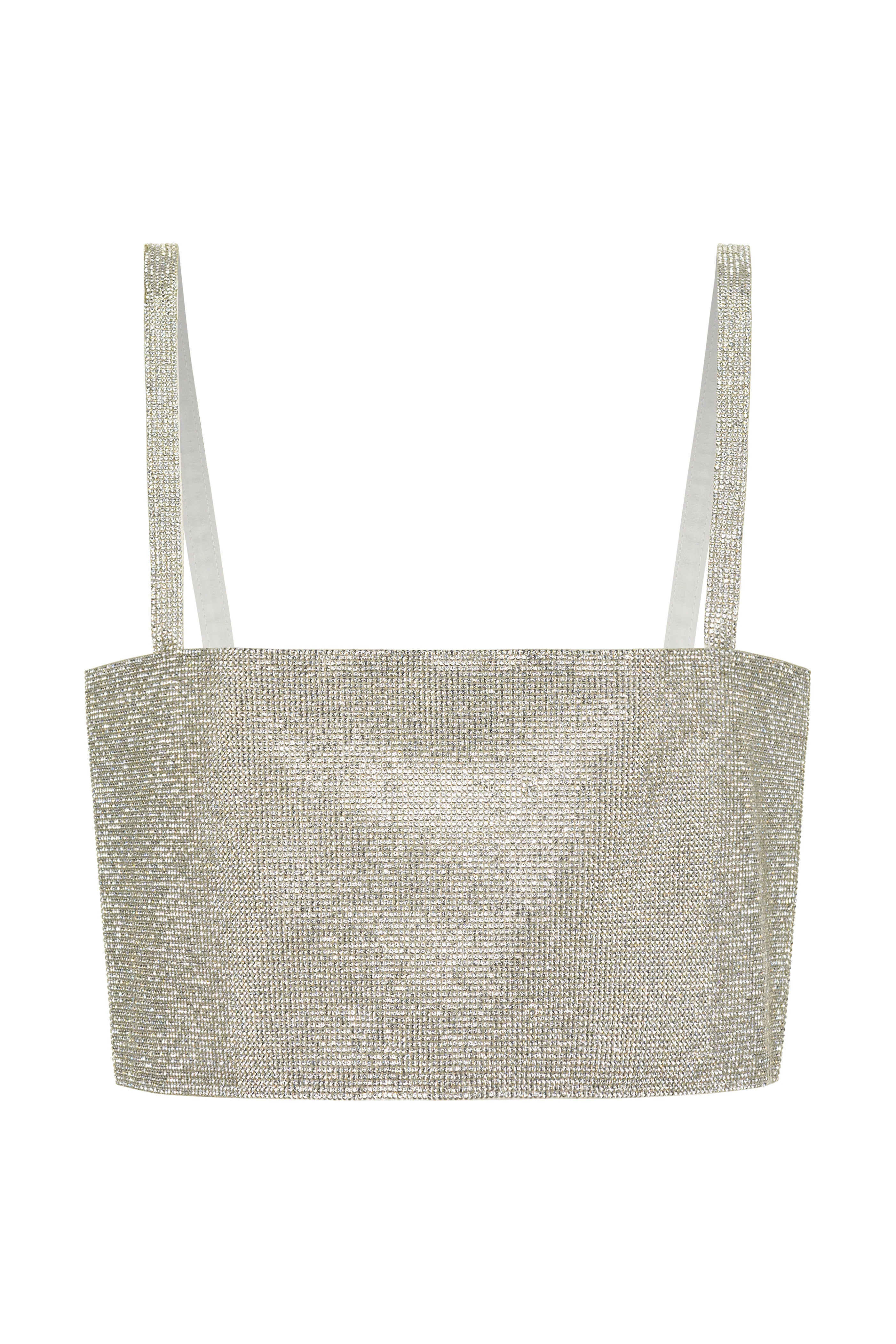 Shira Silver Rhinestone Crop Top - Image 8